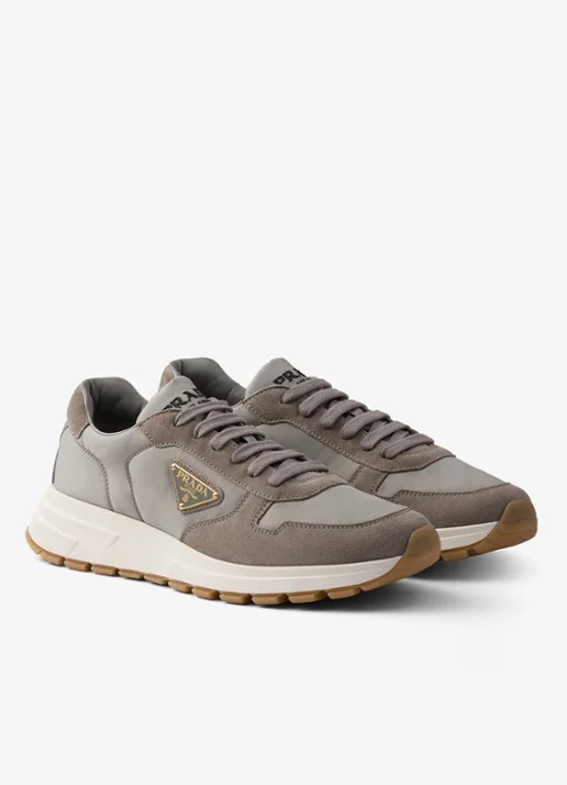 Prada Prax suede and Re-Nylon Sneakers Crème