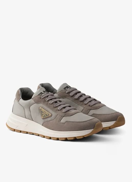 Prada Prax suede and Re-Nylon Sneakers Crème