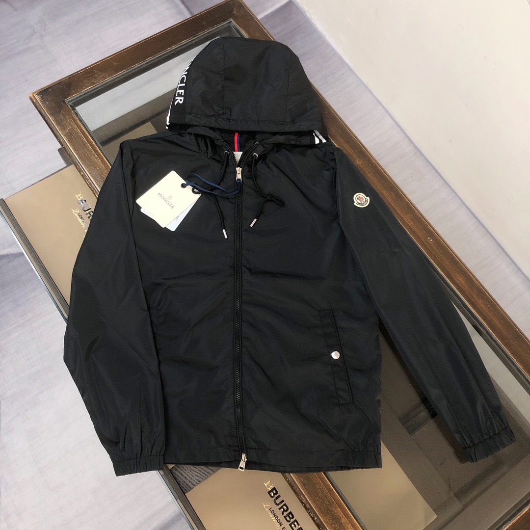 Moncler Hooded Logo Jacket Black
