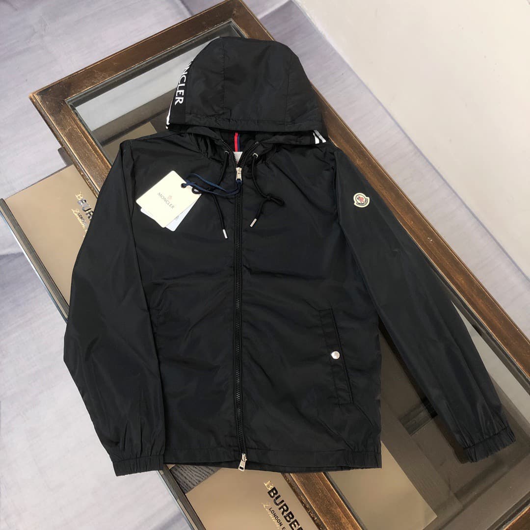 Moncler Hooded Logo Jacket Black