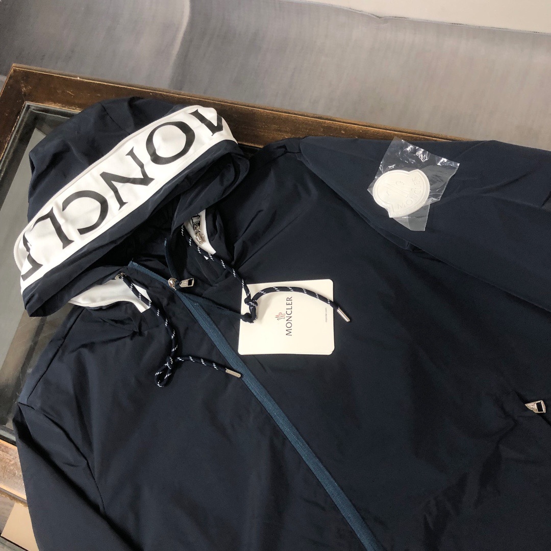 Moncler Hooded Letter Jacket Navy Blue - Image 2