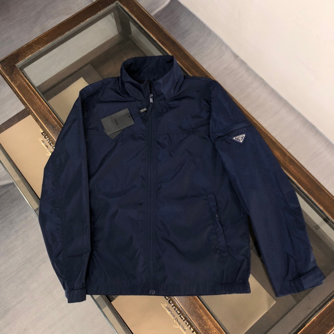 Prada Re-Nylon Recycle Short Jacket Navy Blue