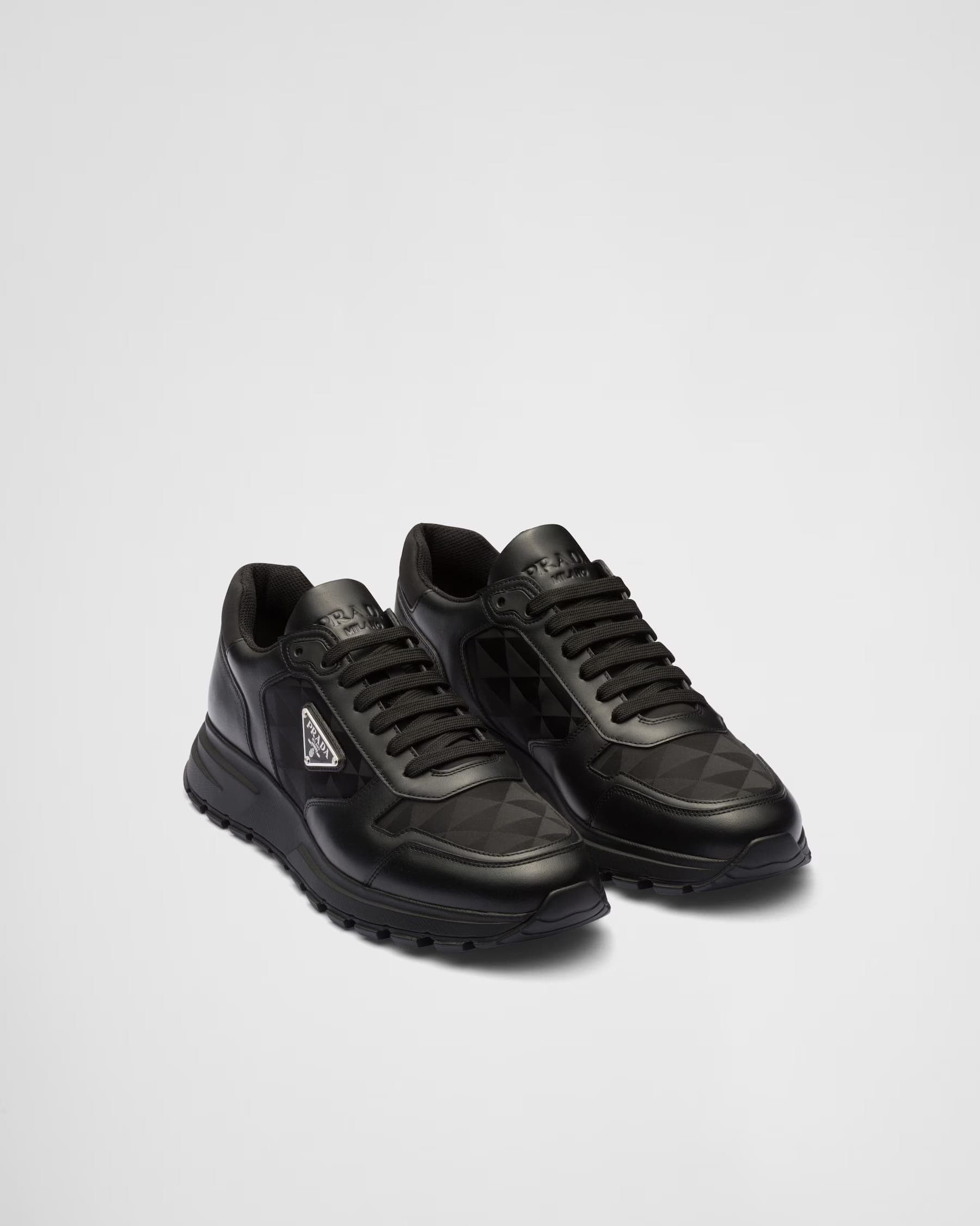 Prax 2.0 Re-Nylon and leather sneakers Black
