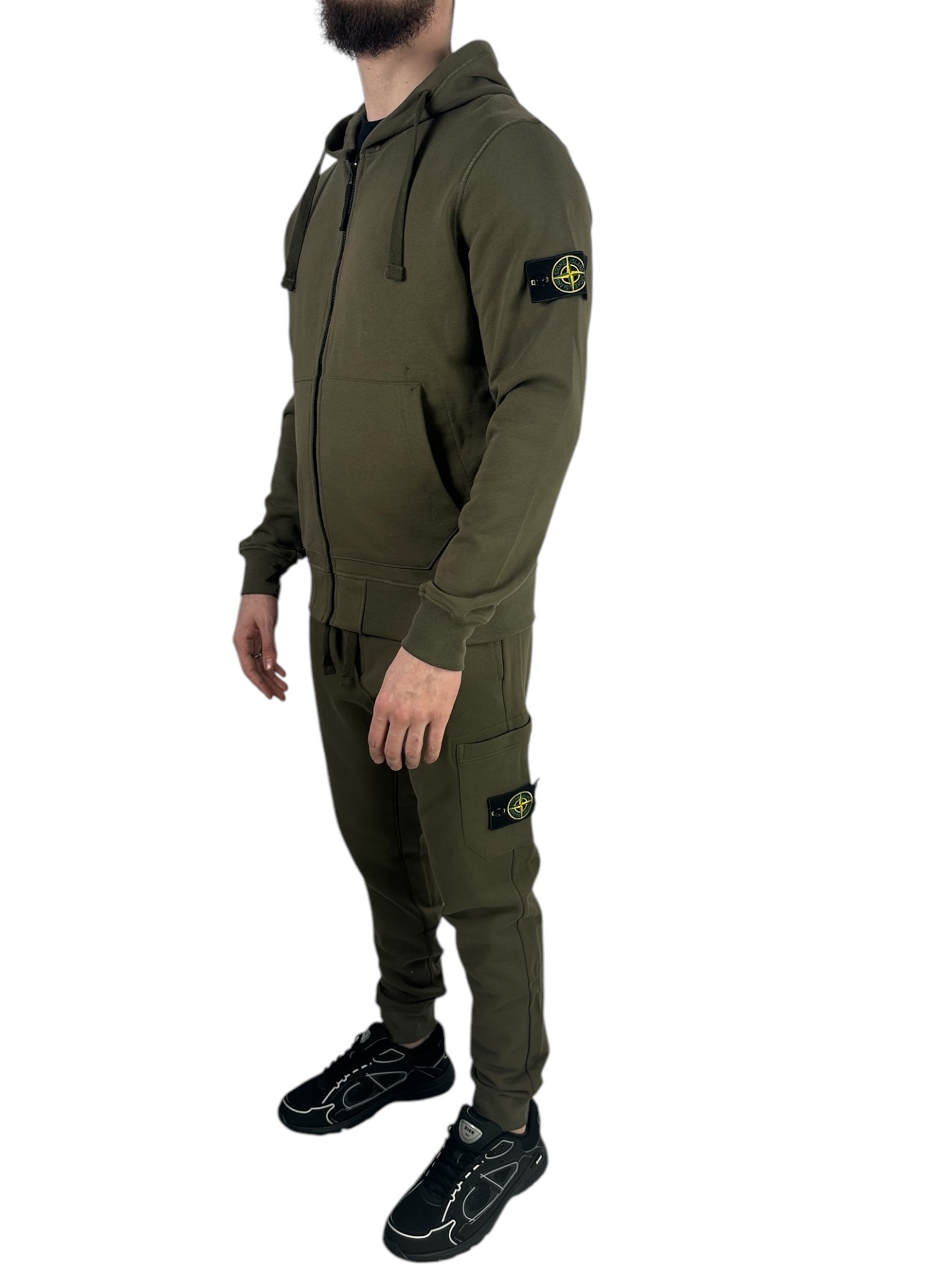Stone Island Zipper Tracksuit Khaki Green - Image 1