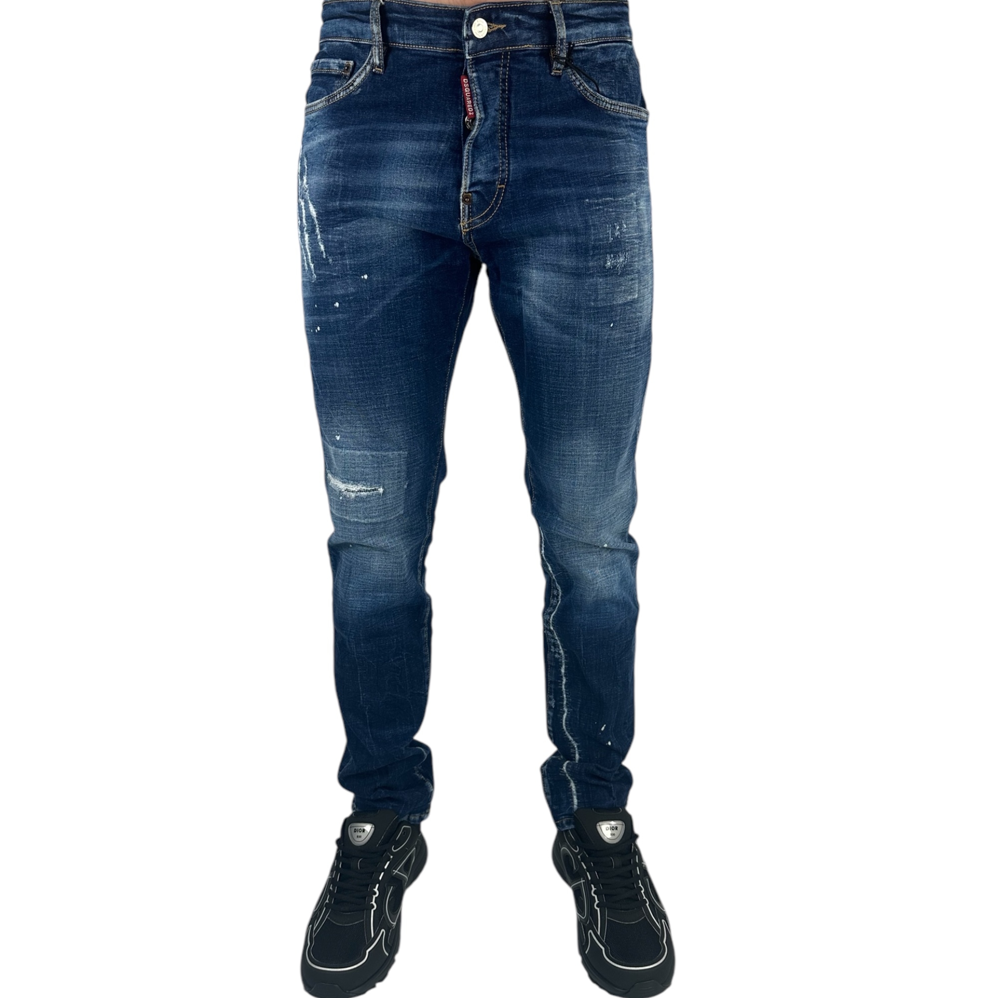 Dsq2 Jeans Leather Patch Blue