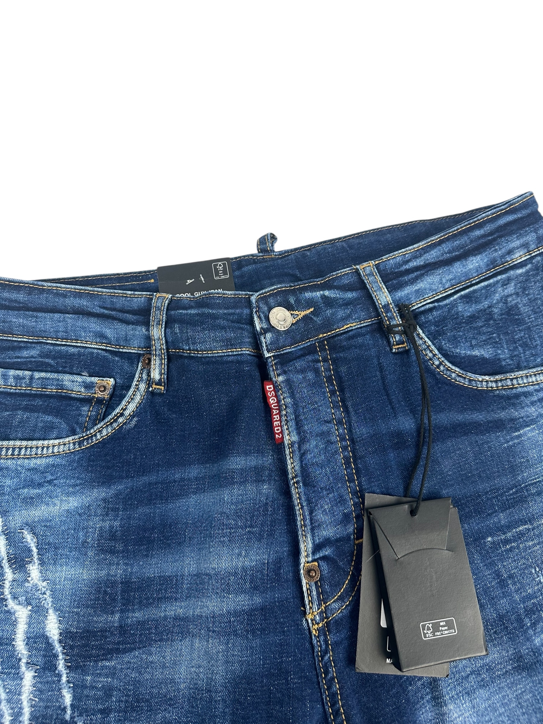 Dsq2 Jeans Leather Patch Blue - Image 4