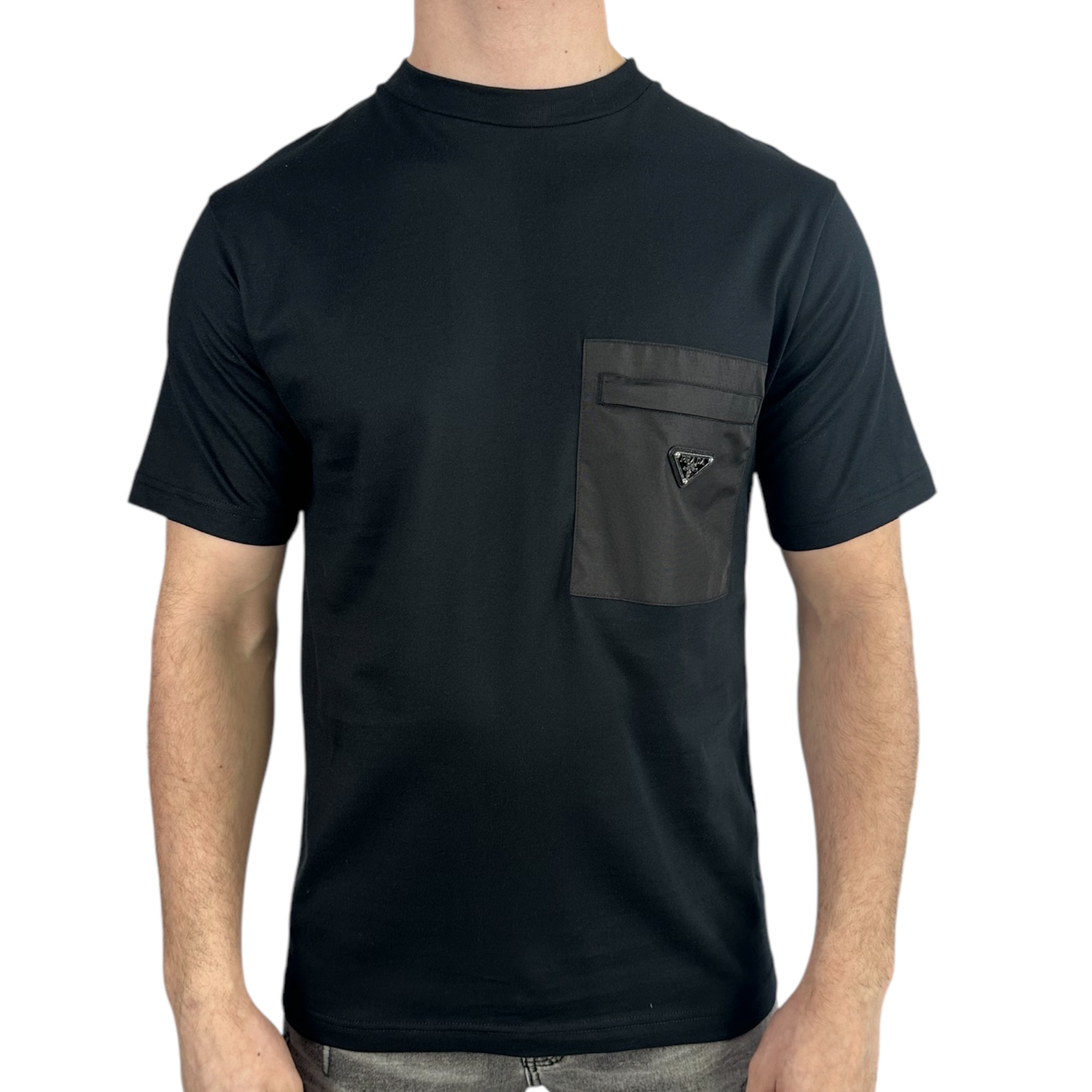Prada T-shirt Pocket Logo Black - Image 1
