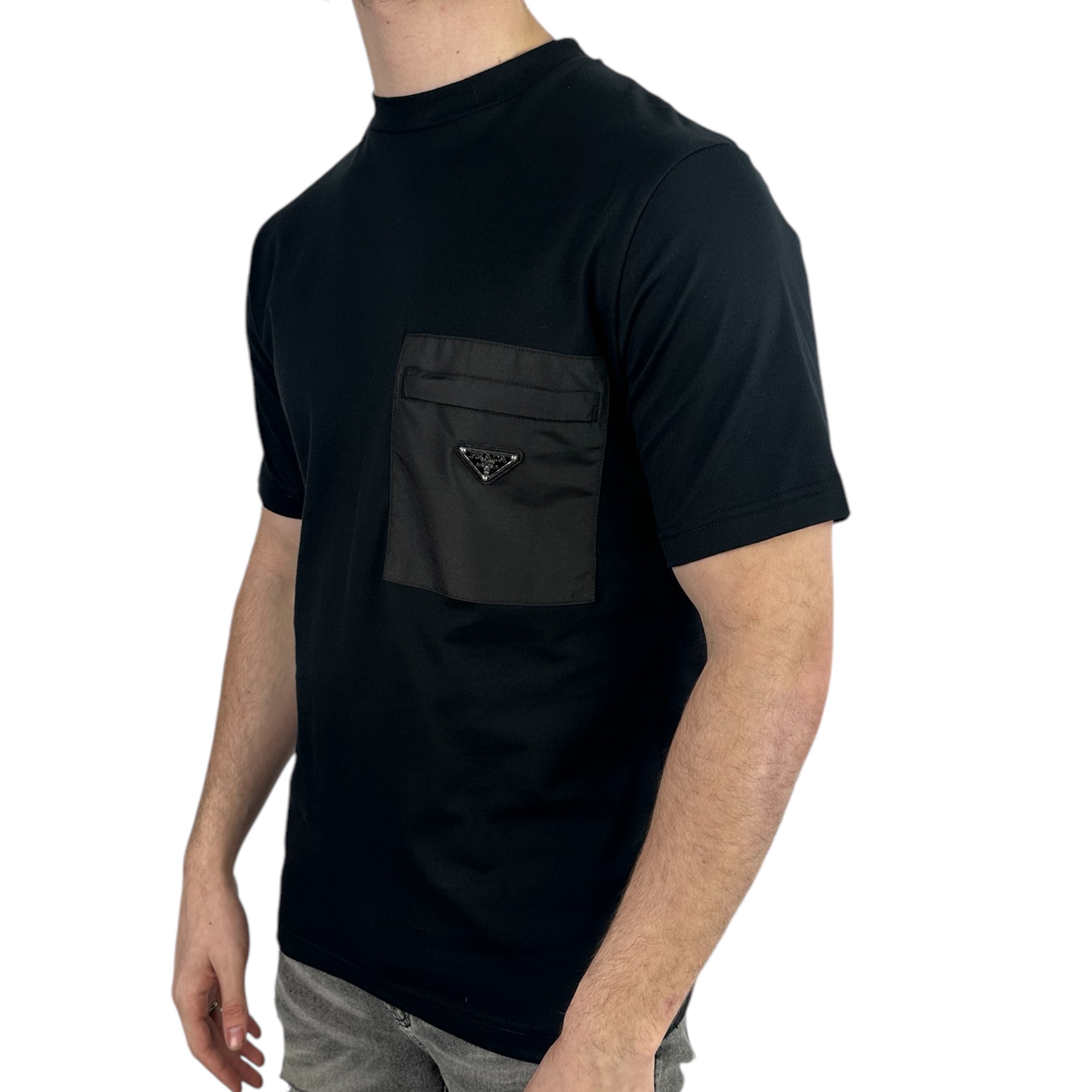 Prada T-shirt Pocket Logo Black - Image 2