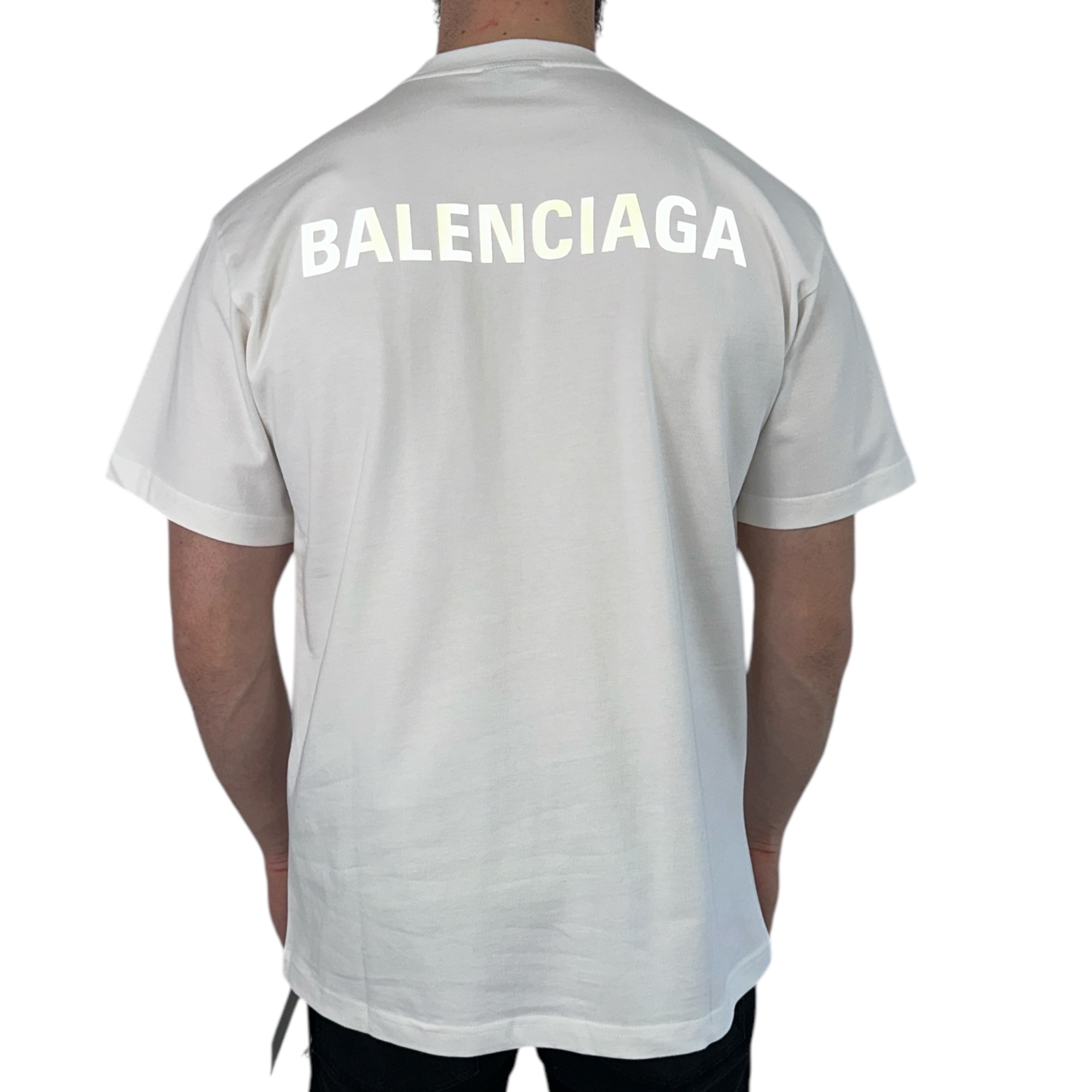 Balenciaga T-shirt Reflective Logo White - Image 5