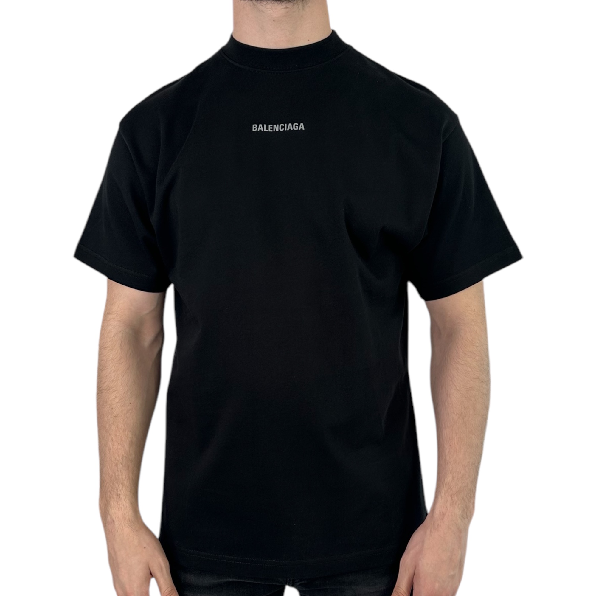Balenciaga T-shirt Reflective Logo Black - Image 1