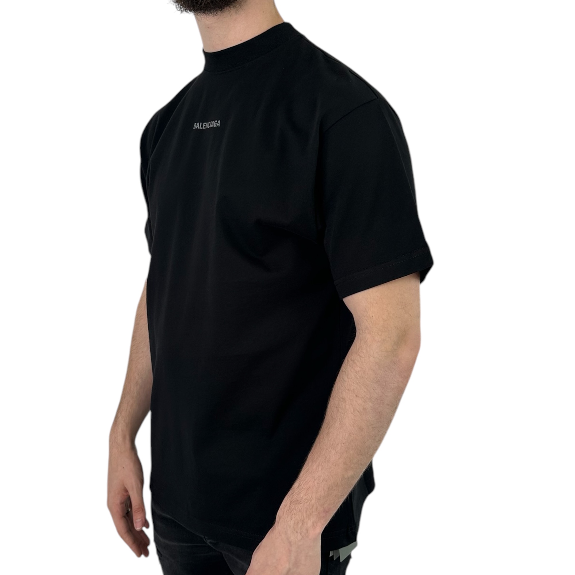 Balenciaga T-shirt Reflective Logo Black - Image 2