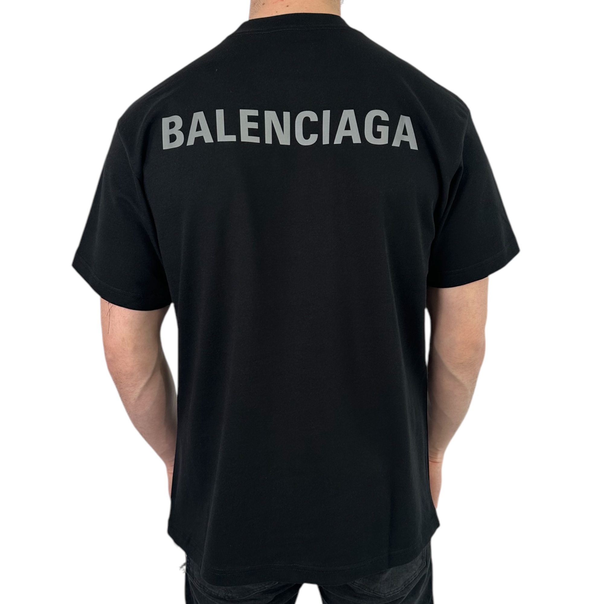 Balenciaga T-shirt Reflective Logo Black - Image 3