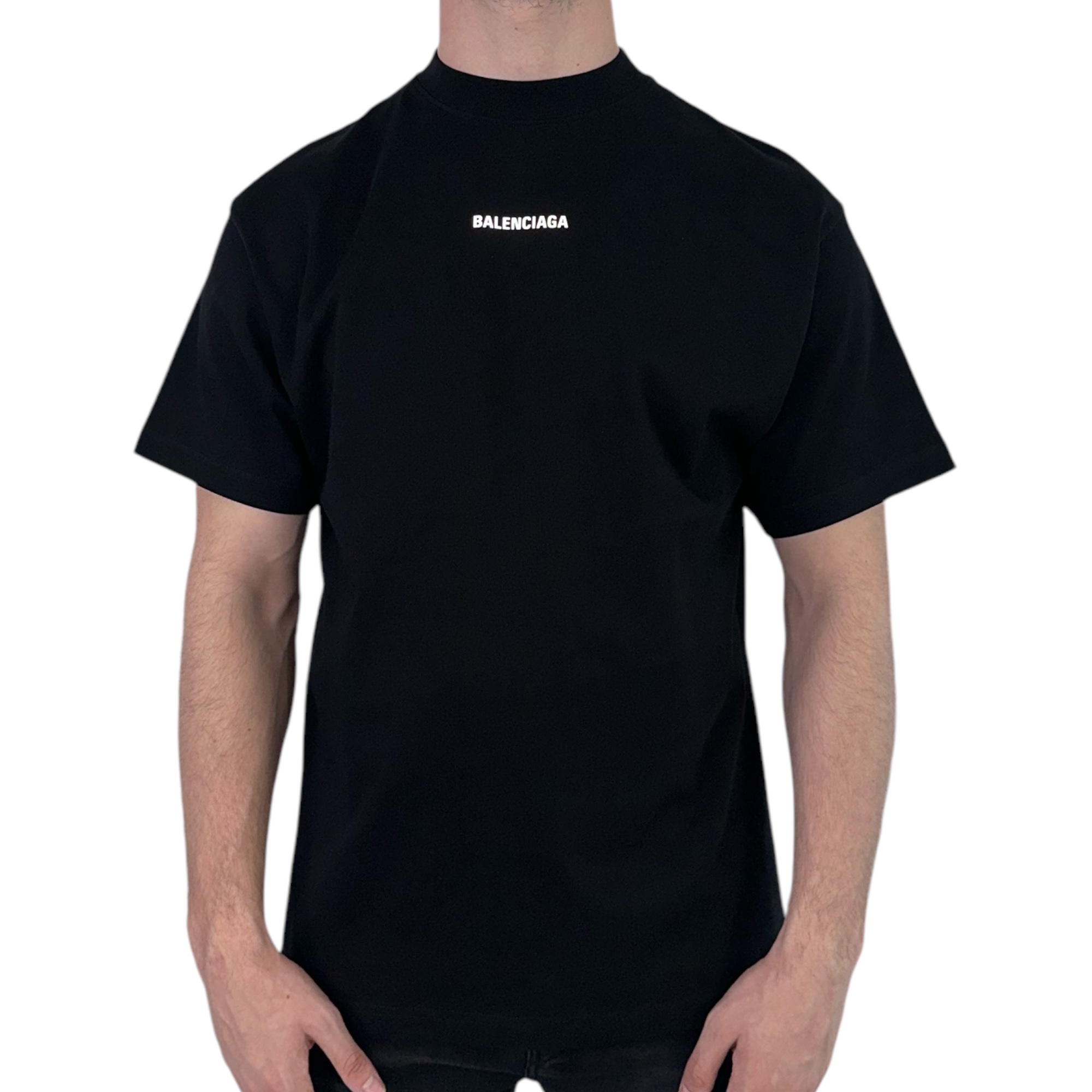 Balenciaga T-shirt Reflective Logo Black - Image 4