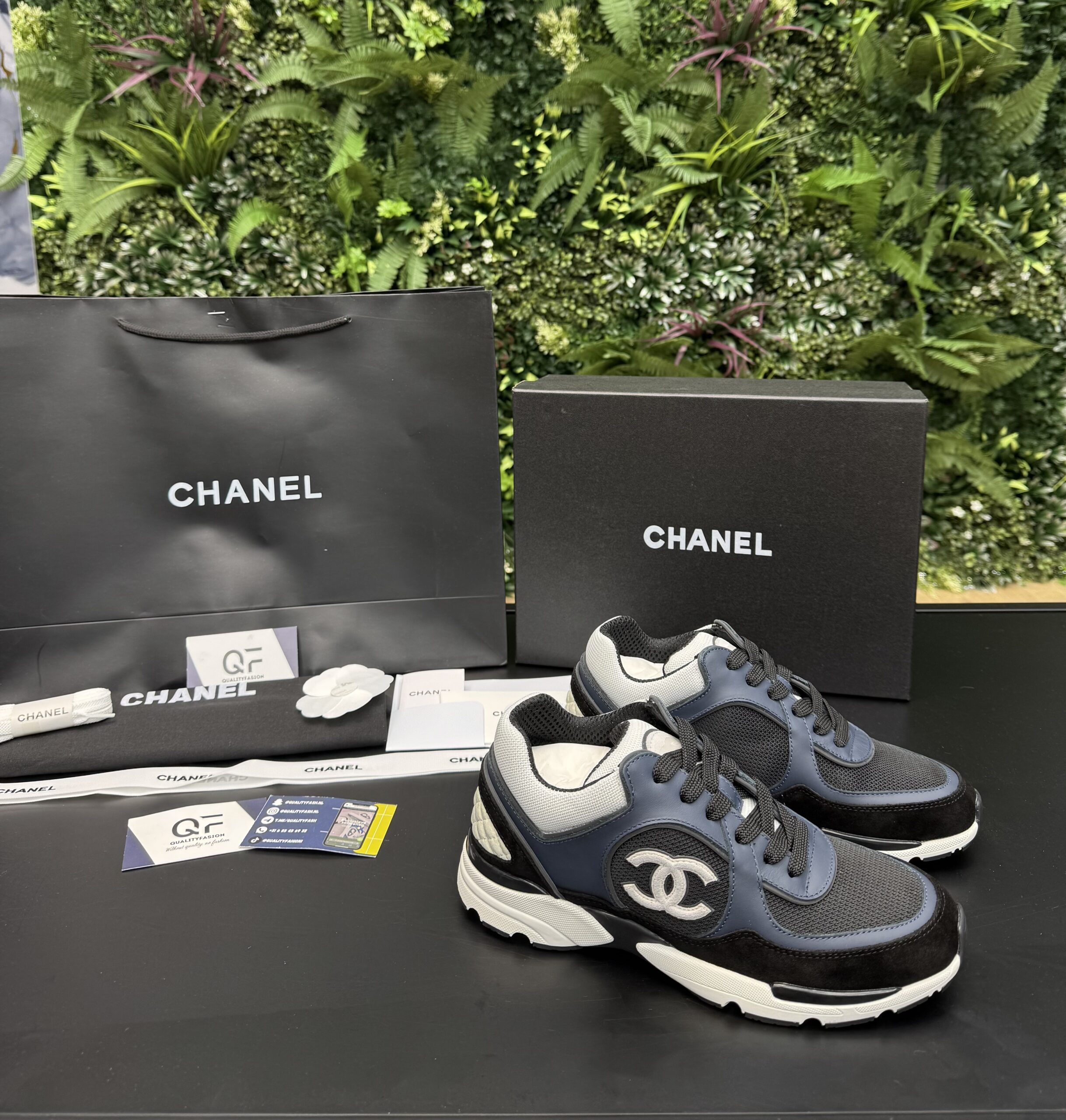 Chanel Low Top Trainer Blue/White - Image 1
