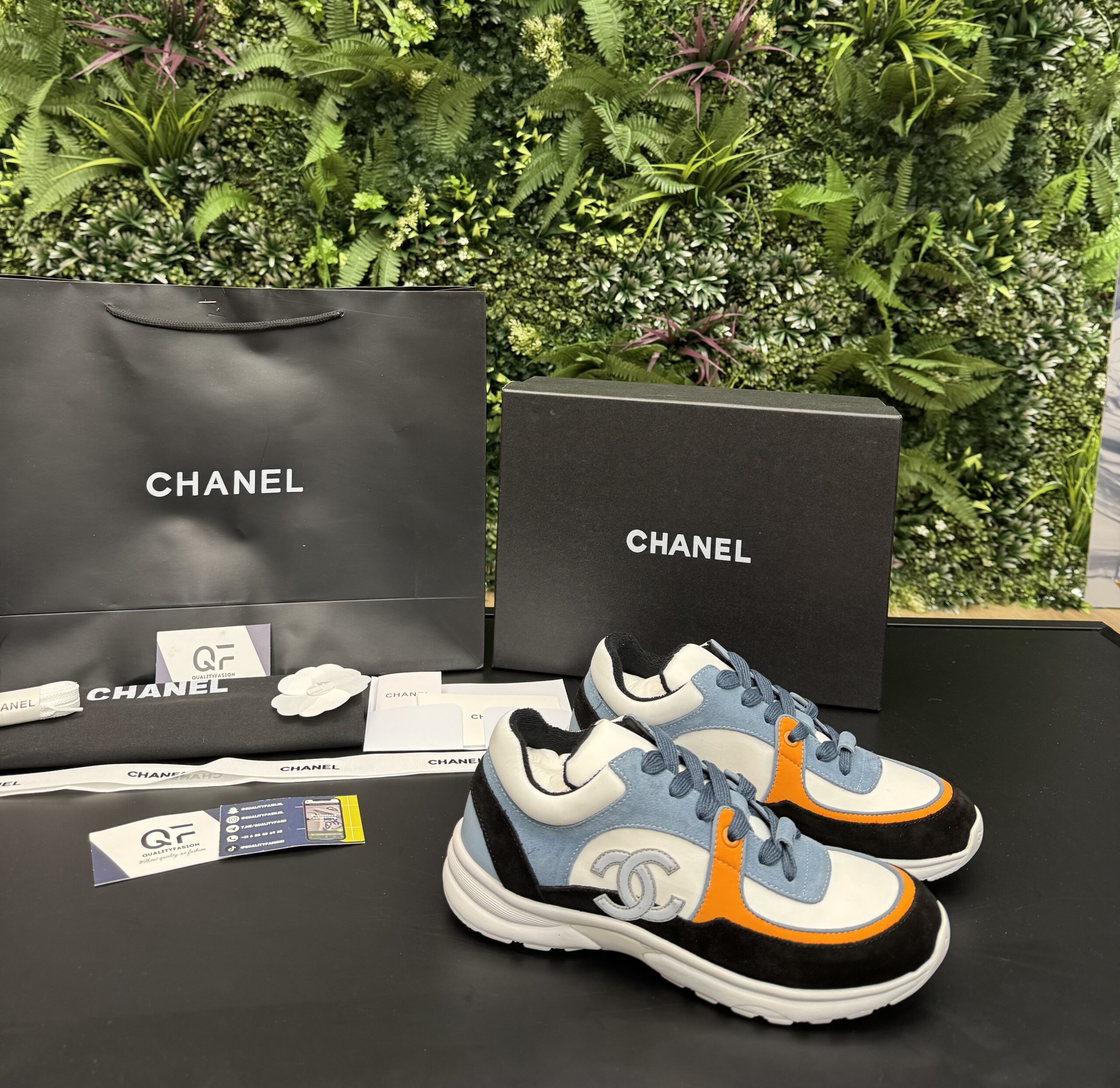 Chanel Low Top Trainer Black Ciel Blue - Image 1