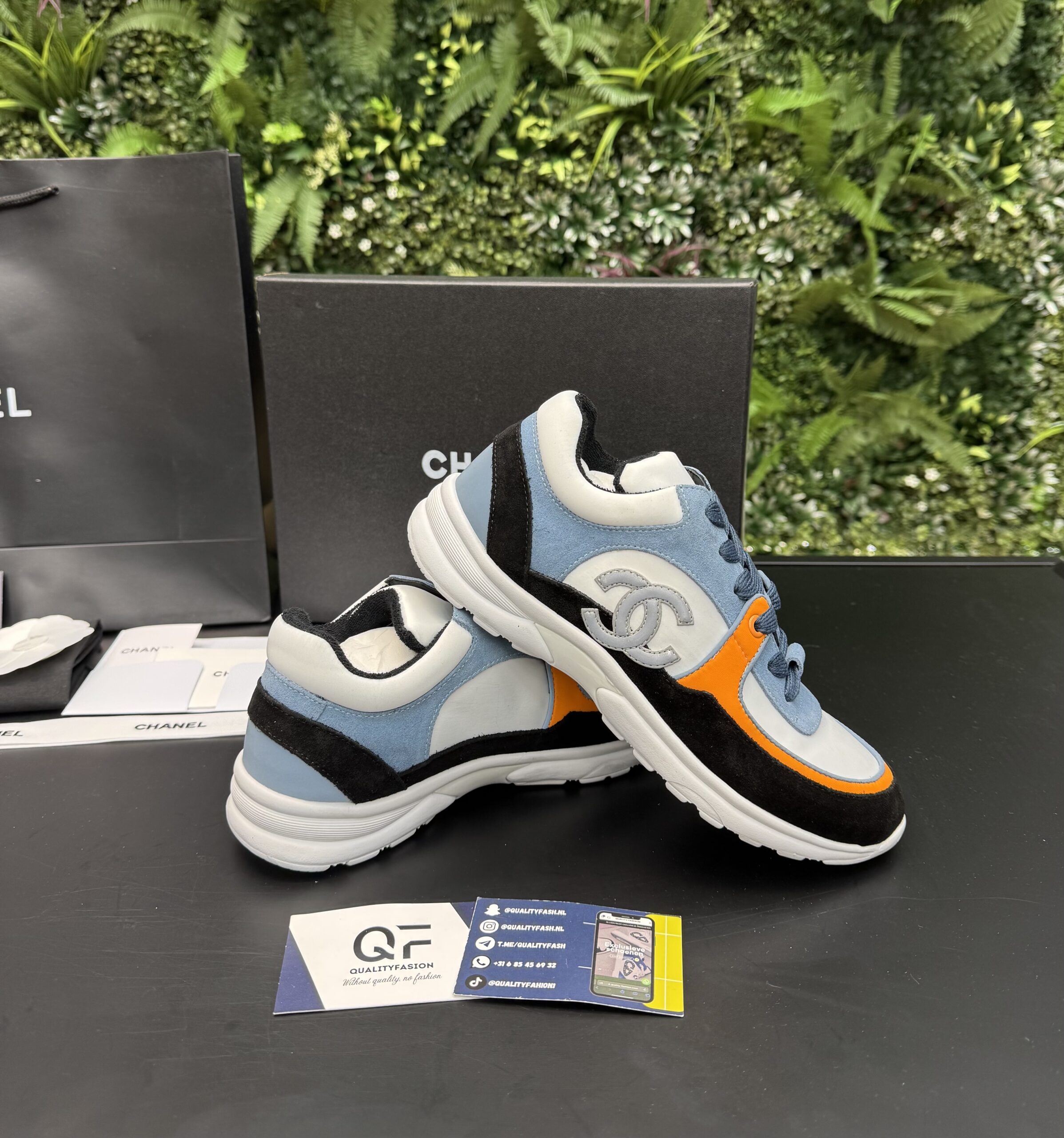 Chanel Low Top Trainer Black Ciel Blue - Image 2