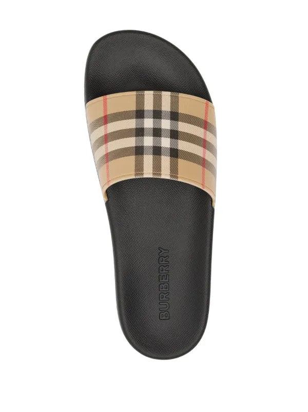 Burberry Checkered Vintage Slides Black Beige - Image 3