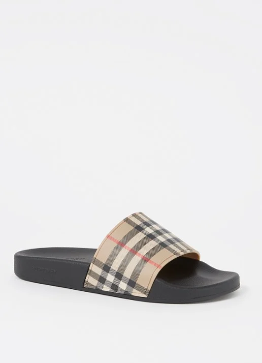 Burberry Checkered Vintage Slides Black Beige - Image 1