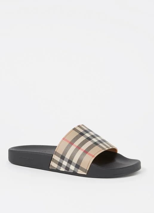 Burberry Checkered Vintage Slides Black Beige
