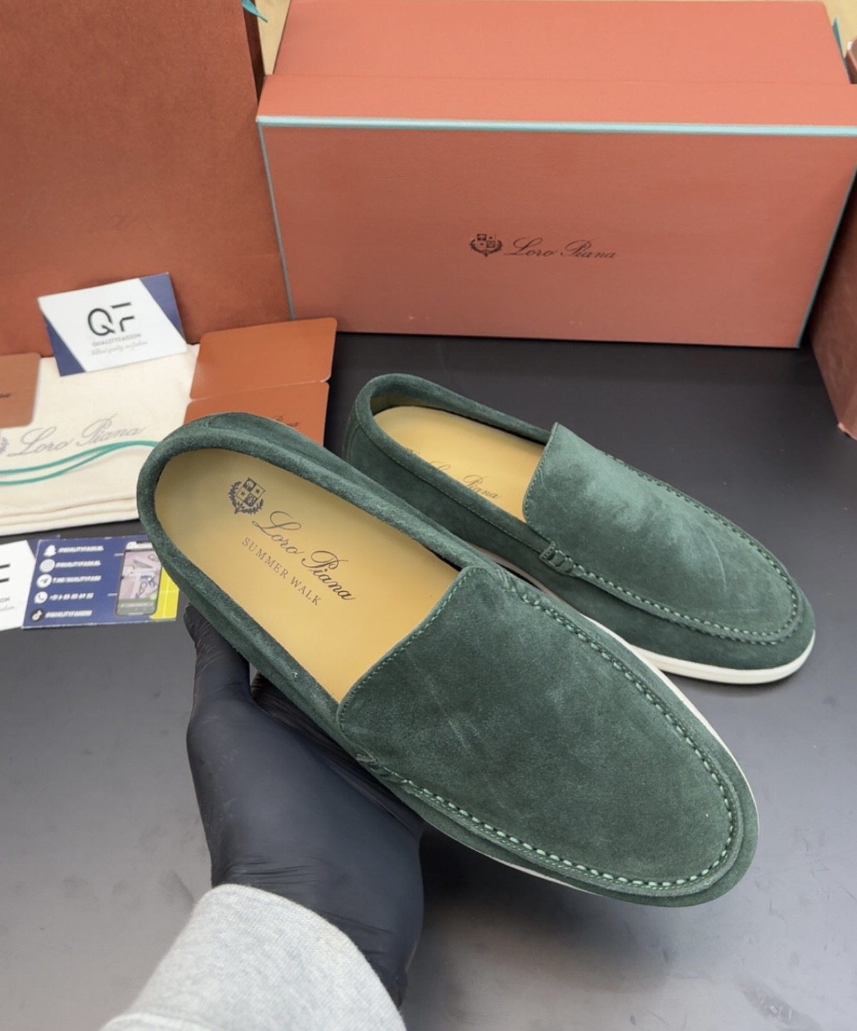 Loro Piana Summer Walk Loafer Green - Image 2