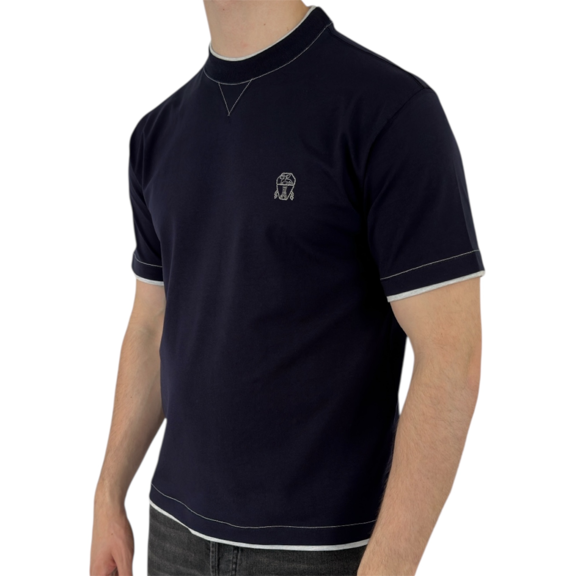 Brunello Cucinelli T-shirt Cotton Navy Blue - Image 2