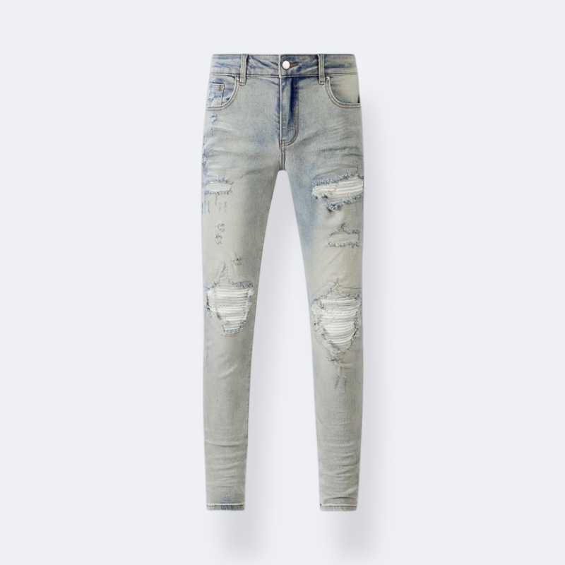 Amiri Jeans White Strap Indigo
