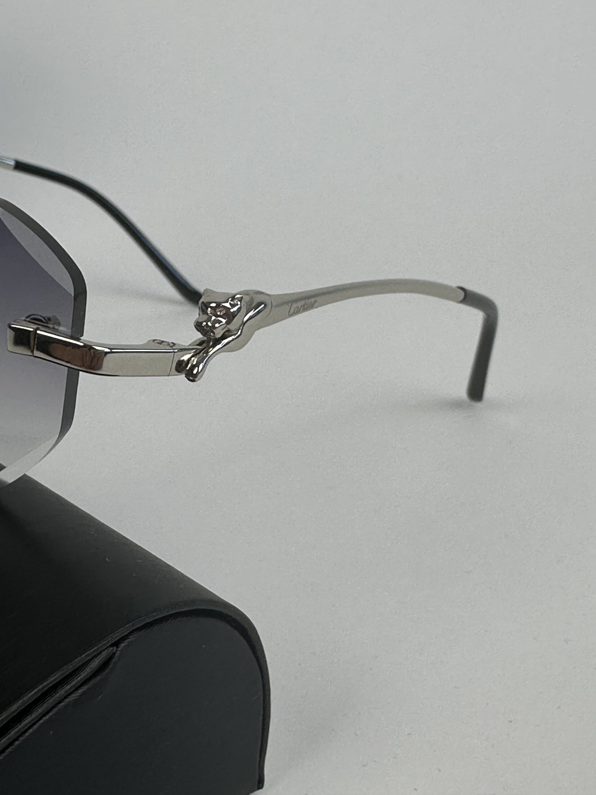 Cartier Panthere DC Glasses Silver Frame Black - Image 2
