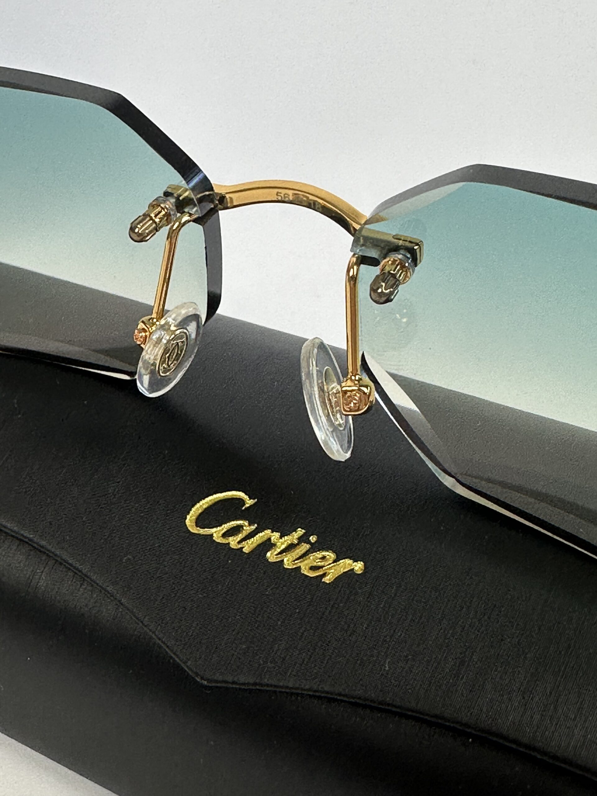 Cartier Panthere DC Glasses Silver Frame Green - Image 3