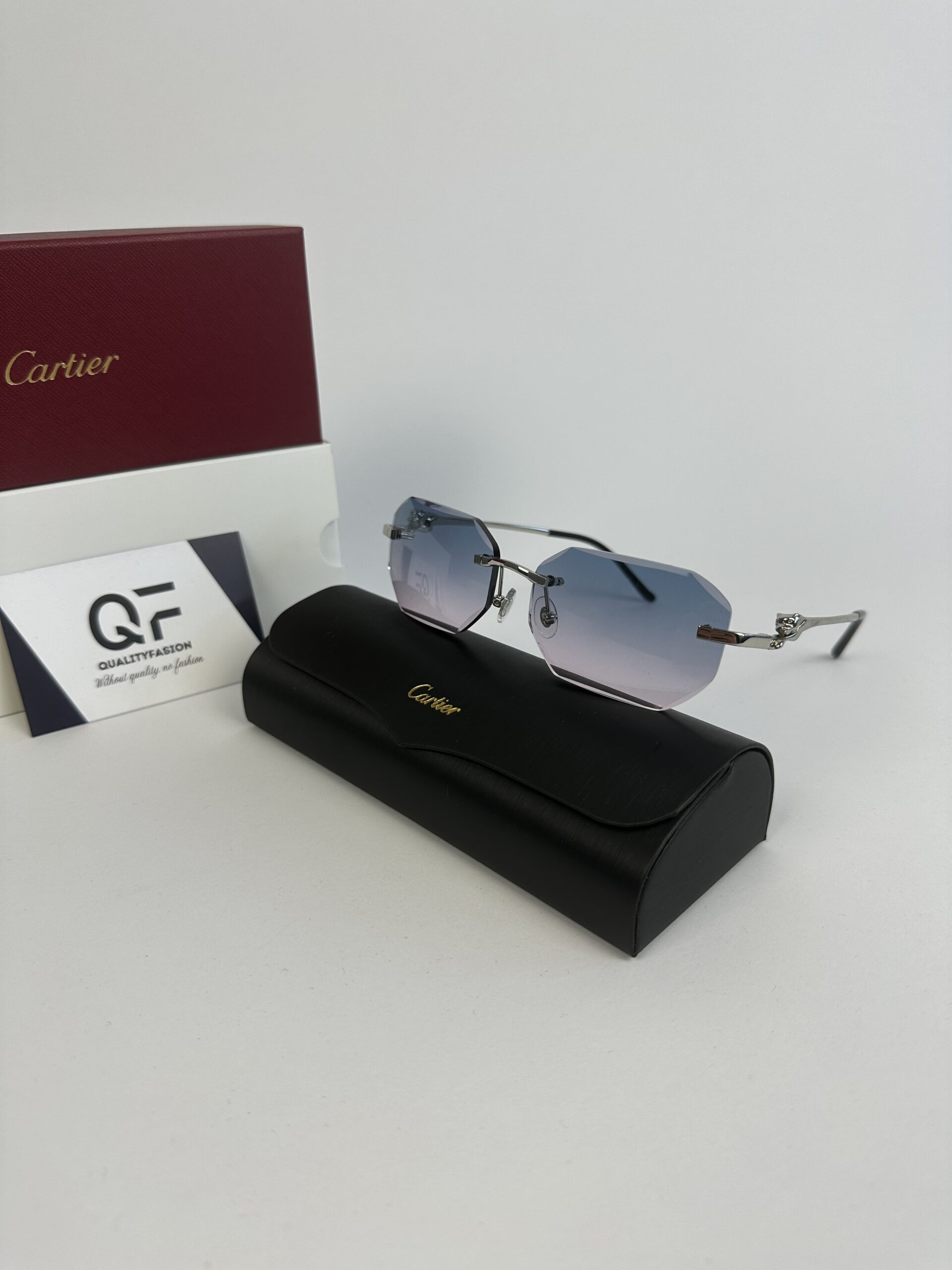 Cartier Panthere DC Glasses Silver Frame Purple - Image 1