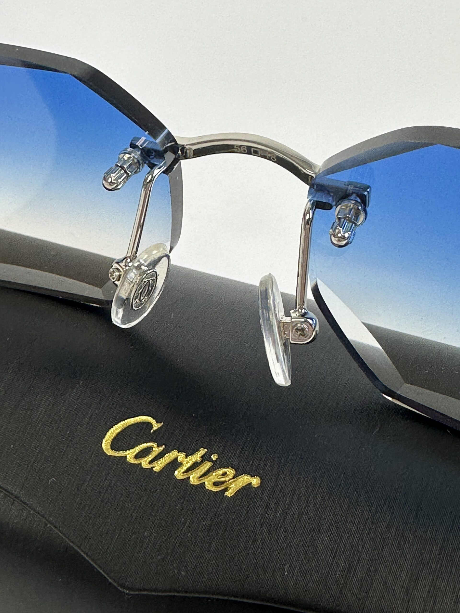 Cartier Panthere DC Glasses Silver Frame Blue - Image 2