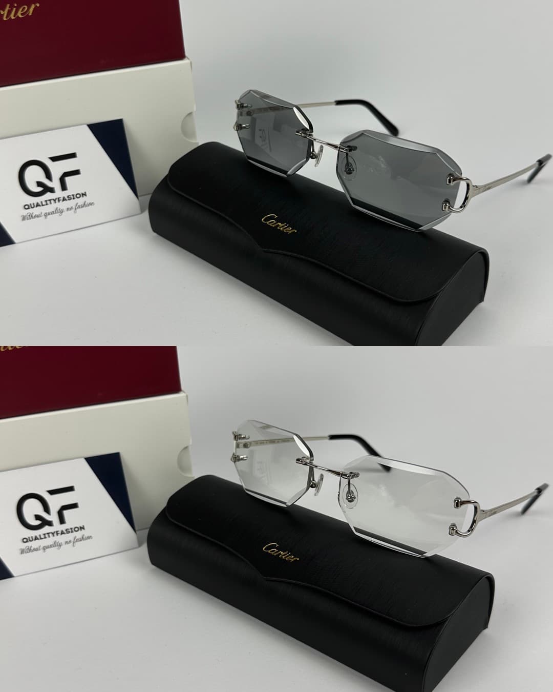 Cartier Piccadilly DC Silver Frame Black ( Meekleurend glazen )