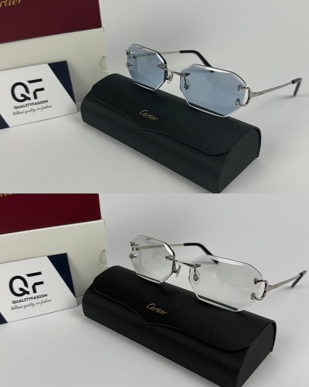 Cartier Piccadilly DC Silver Frame Blue ( Meekleurend glazen )