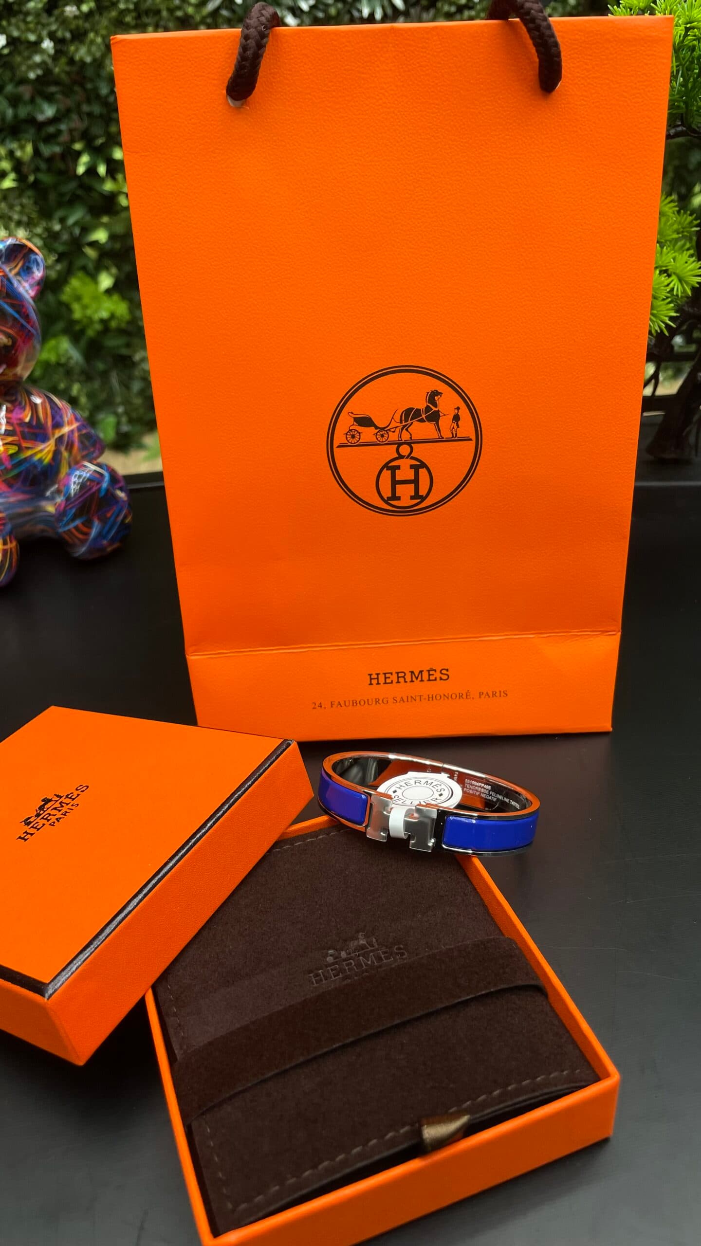 Hermes Clic H Bracelet Silver Blue