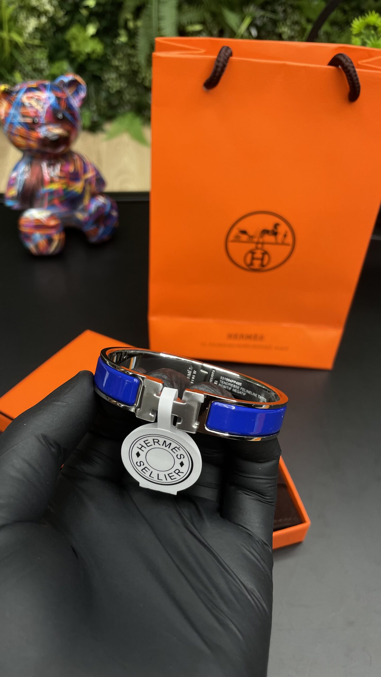 Hermes Clic H Bracelet Silver Blue - Image 2