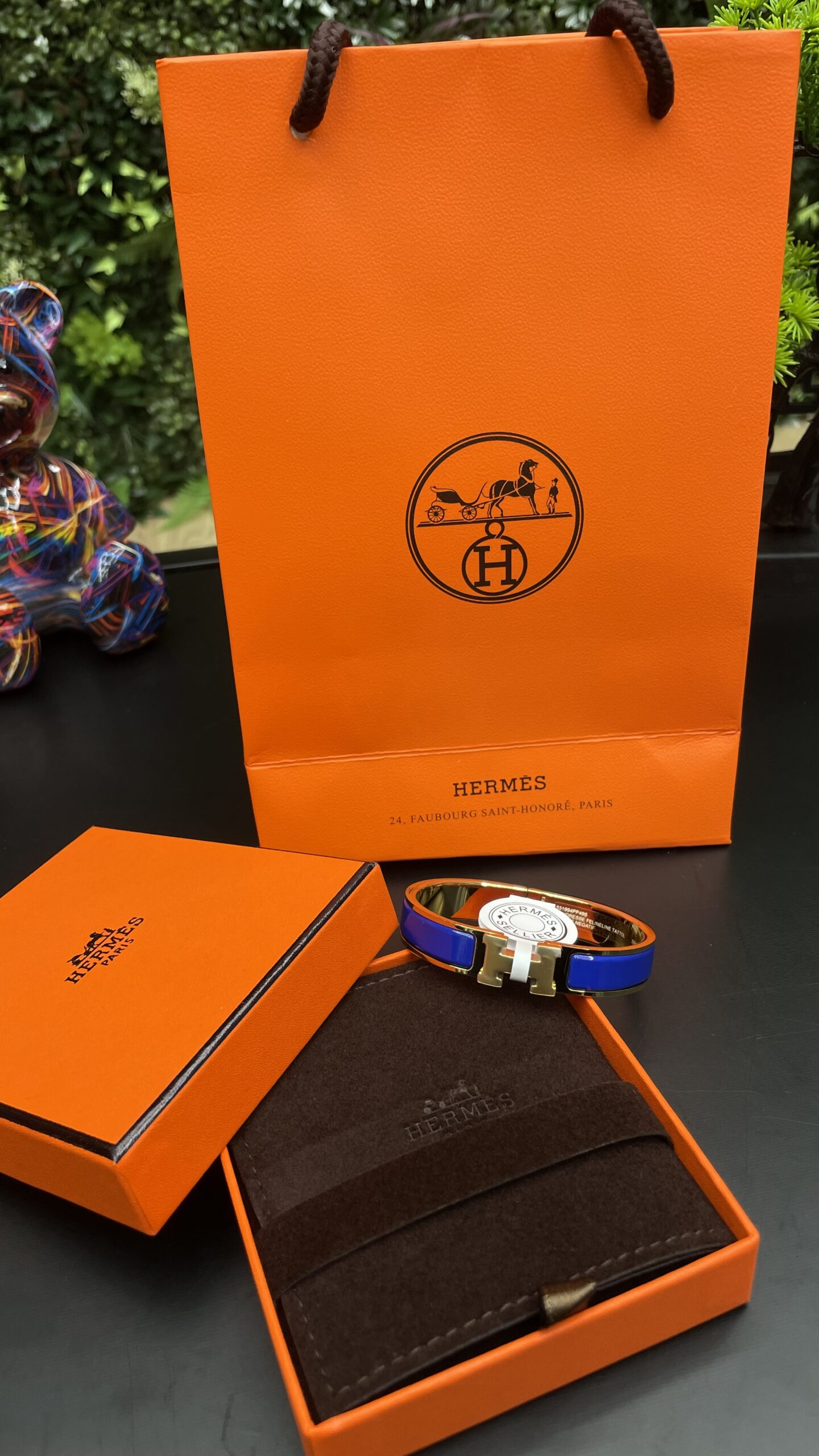 Hermes Clic H Bracelet Gold Blue - Image 1