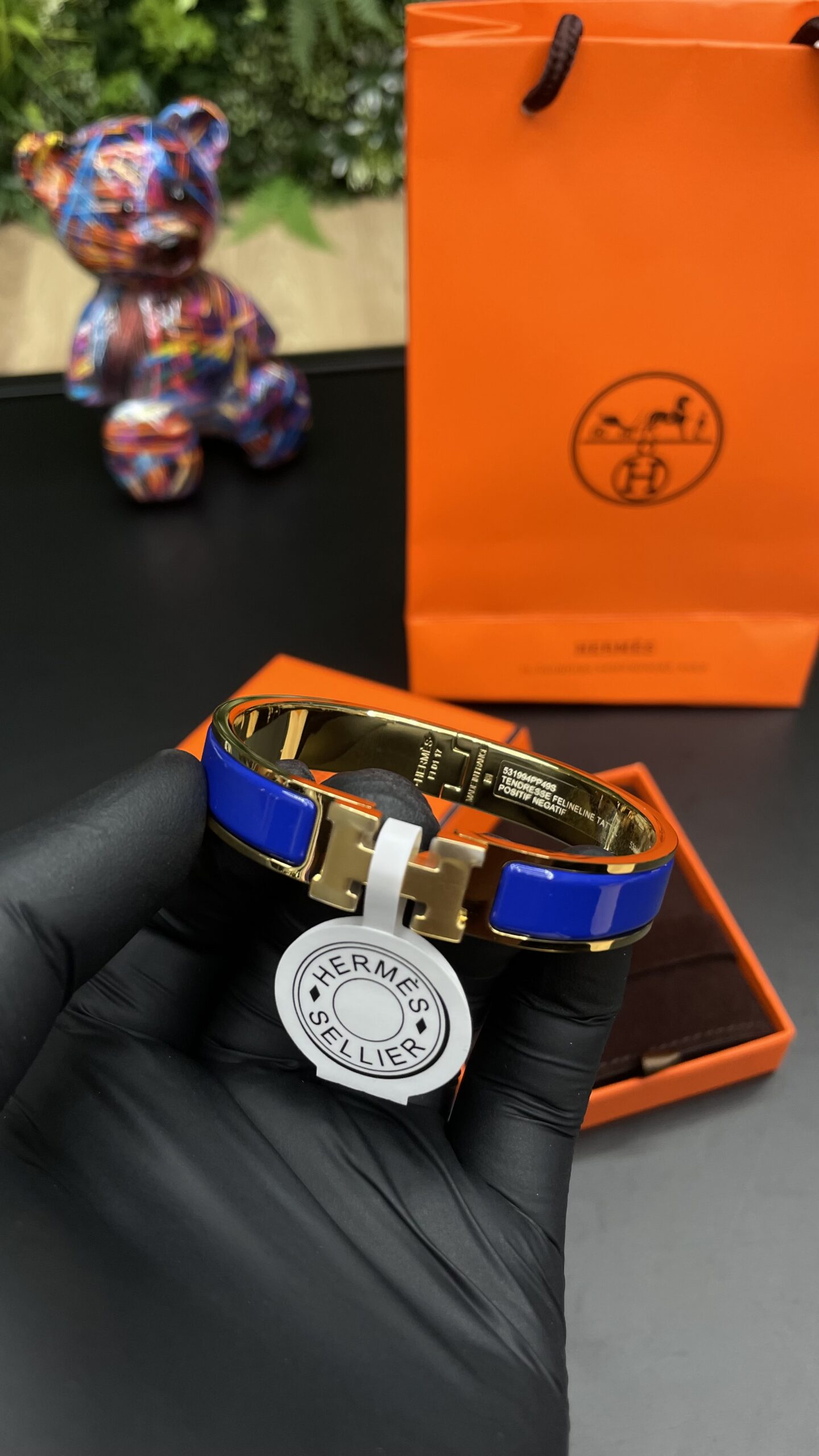 Hermes Clic H Bracelet Gold Blue - Image 2