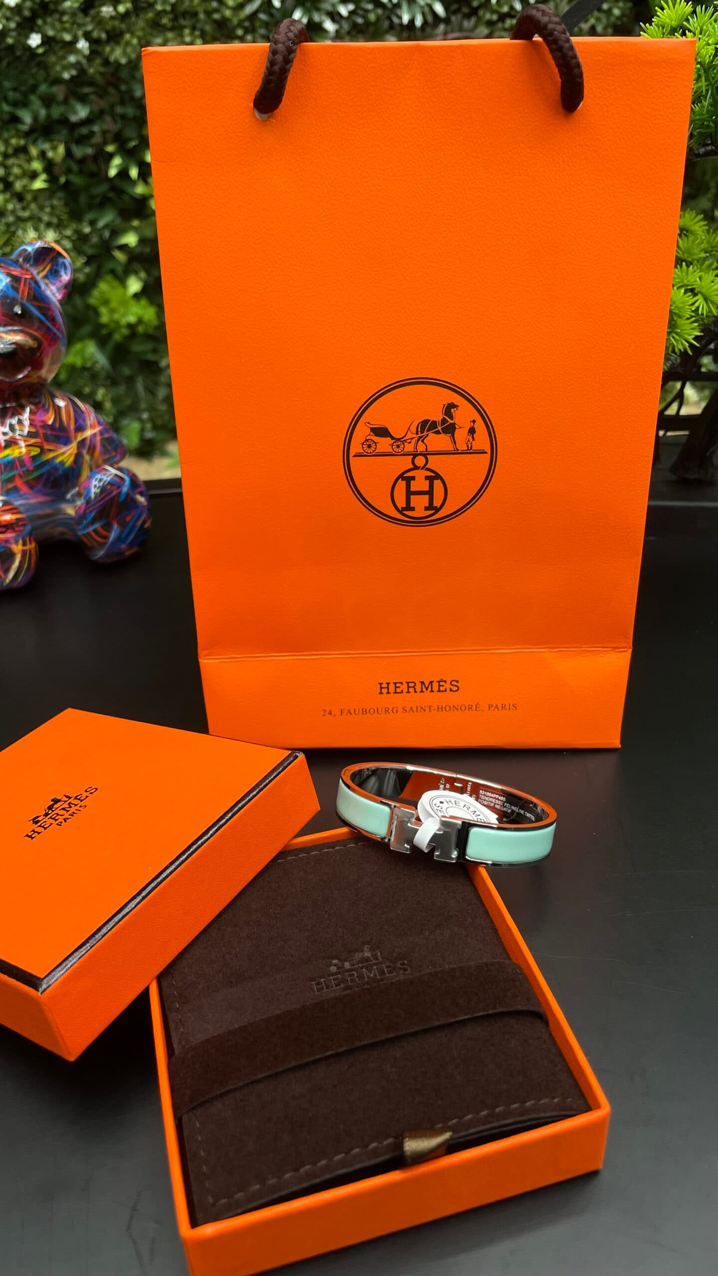 Hermes Clic H Bracelet Silver Ciel Blue