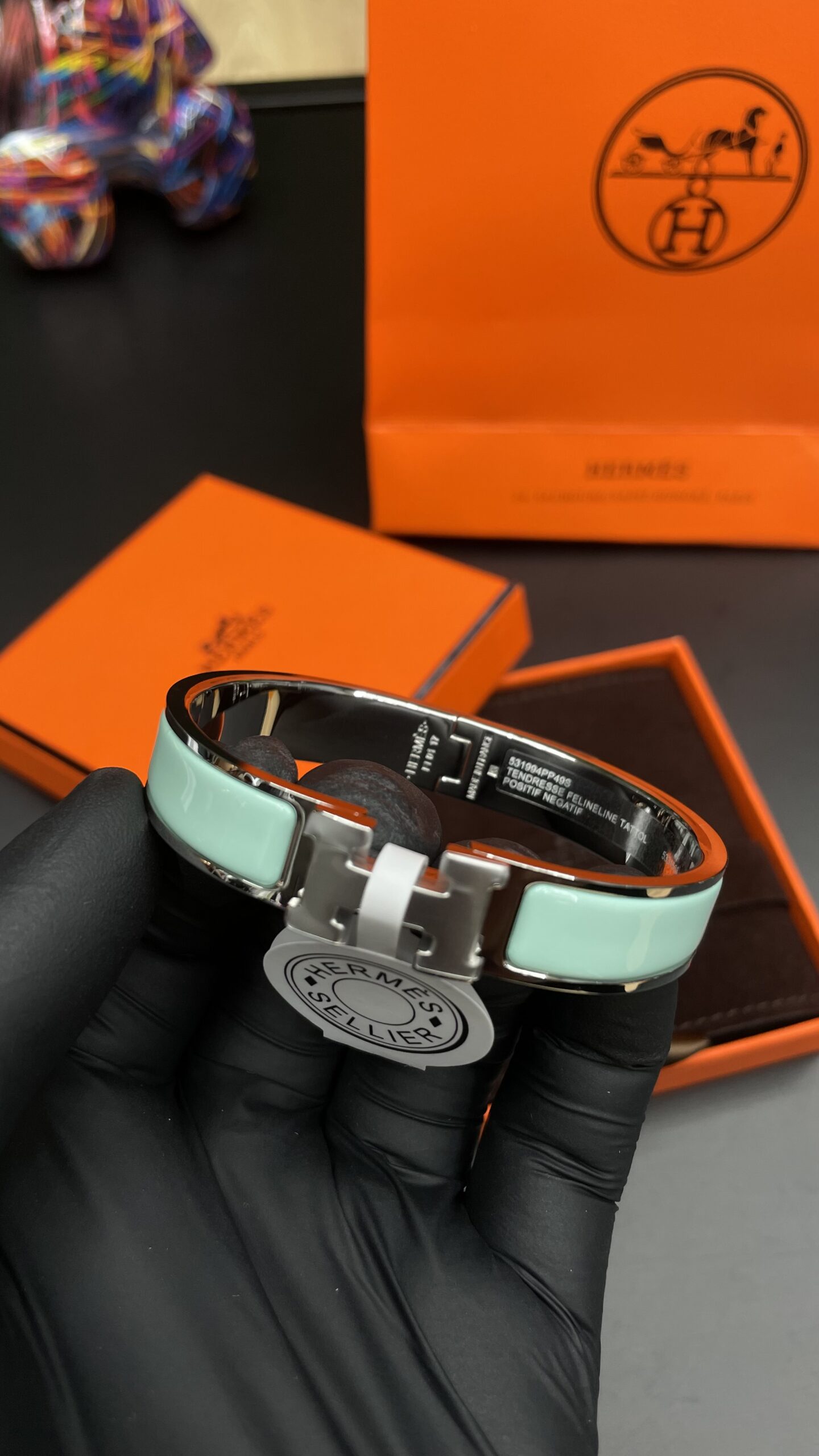 Hermes Clic H Bracelet Silver Ciel Blue - Image 2