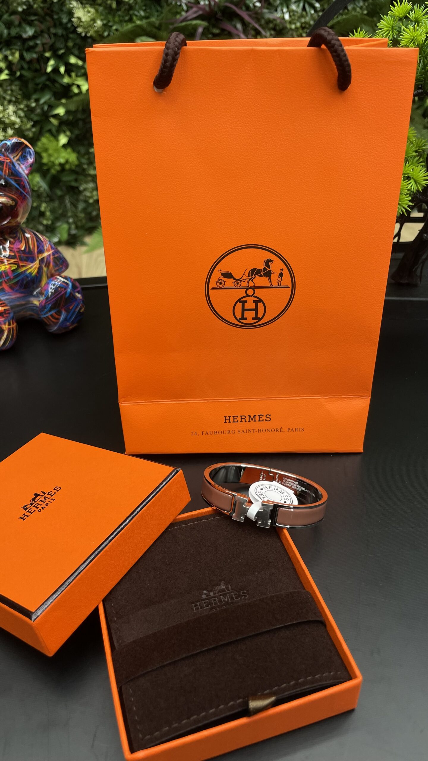 Hermes Clic H Bracelet Silver Coffee Brown - Image 1