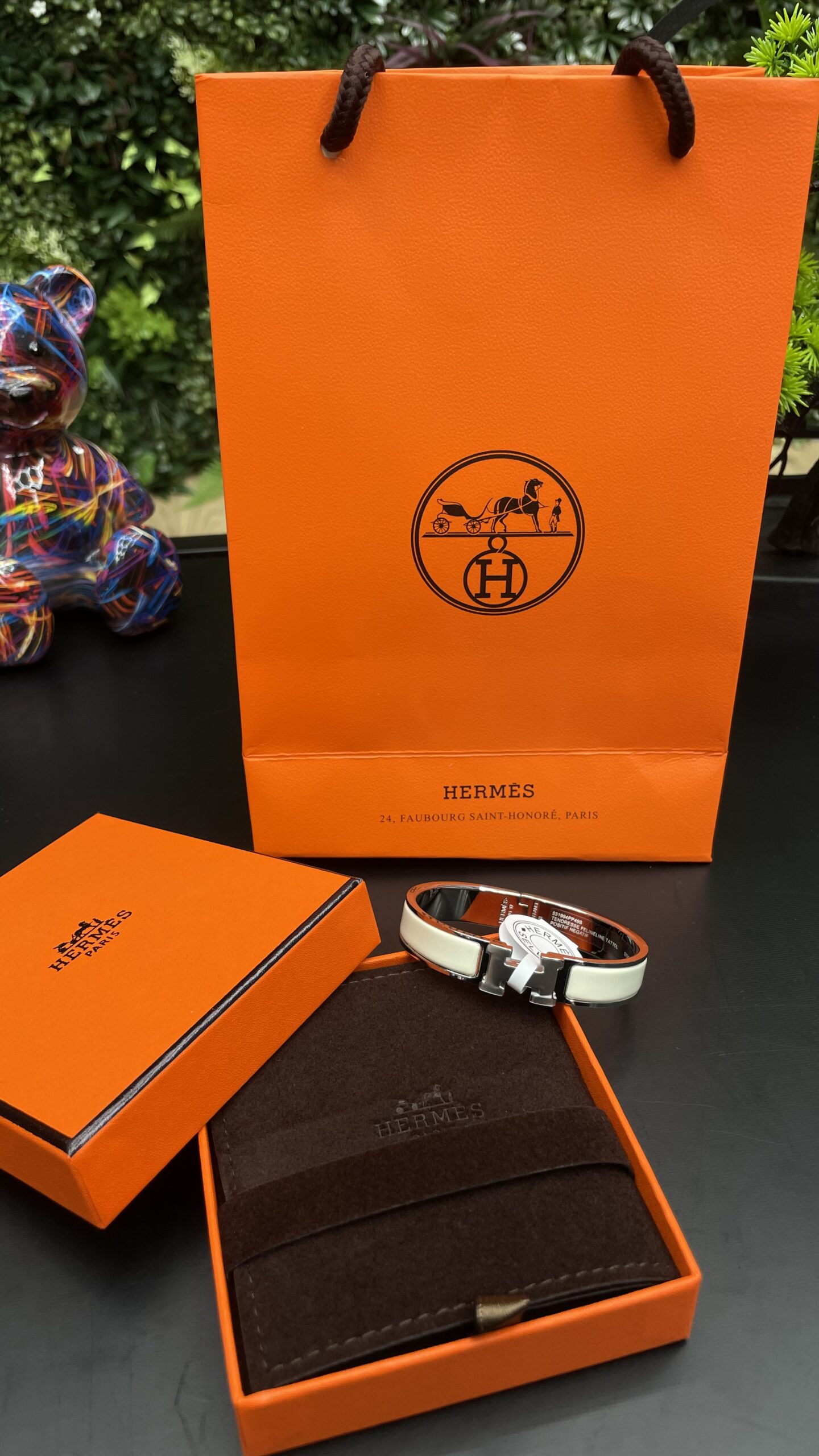 Hermes Clic H Bracelet Silver White - Image 1