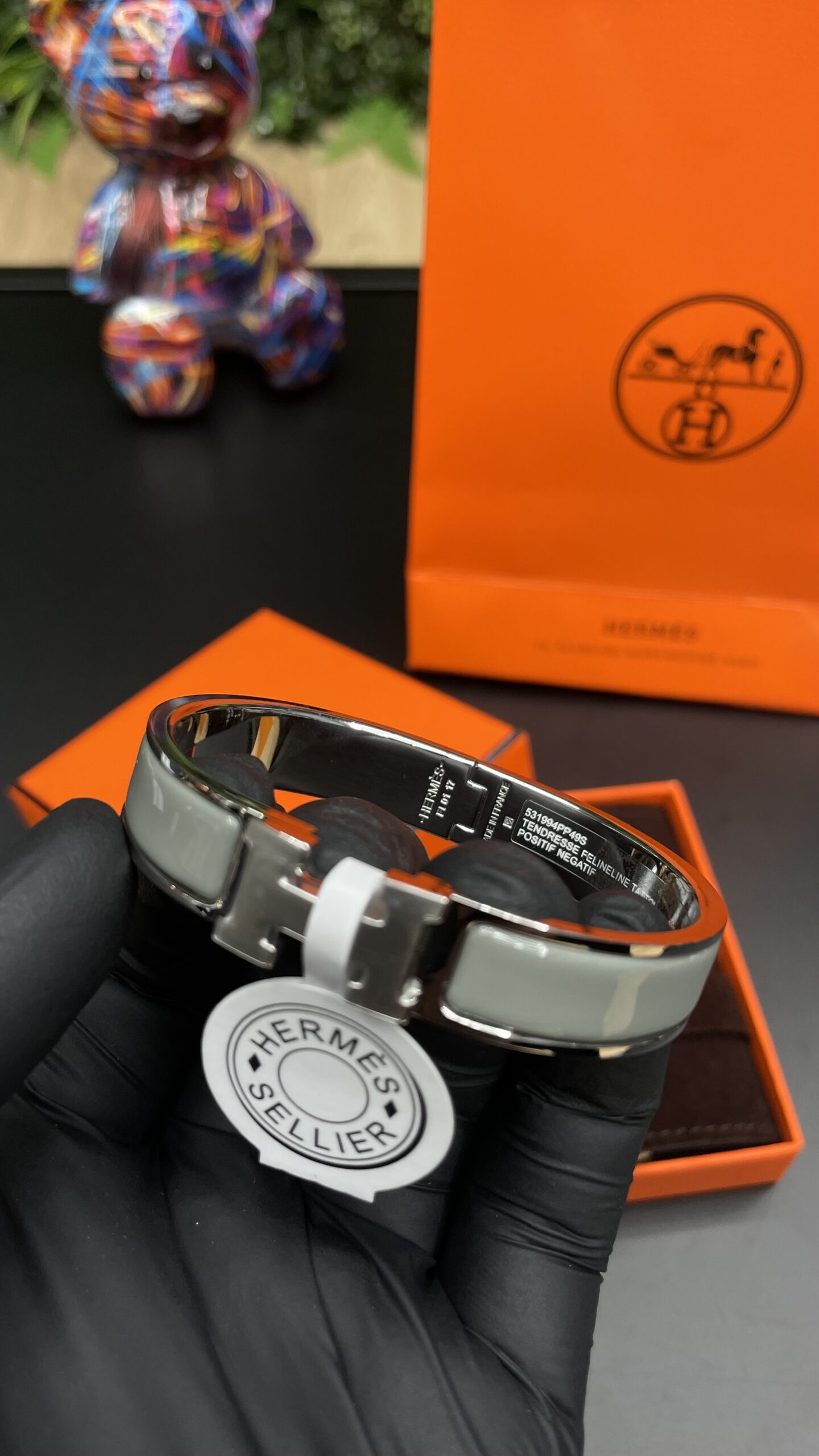 Hermes Clic H Bracelet Silver Grey - Image 2