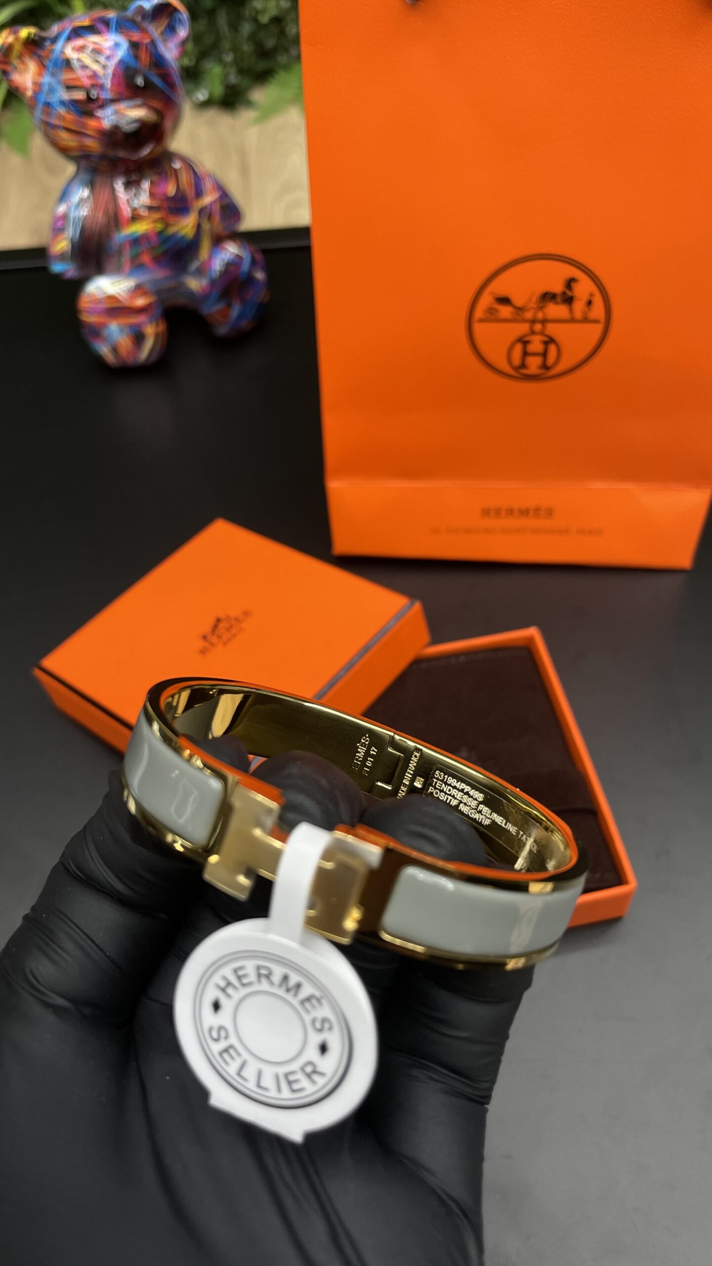 Hermes Clic H Bracelet Gold Grey - Image 2