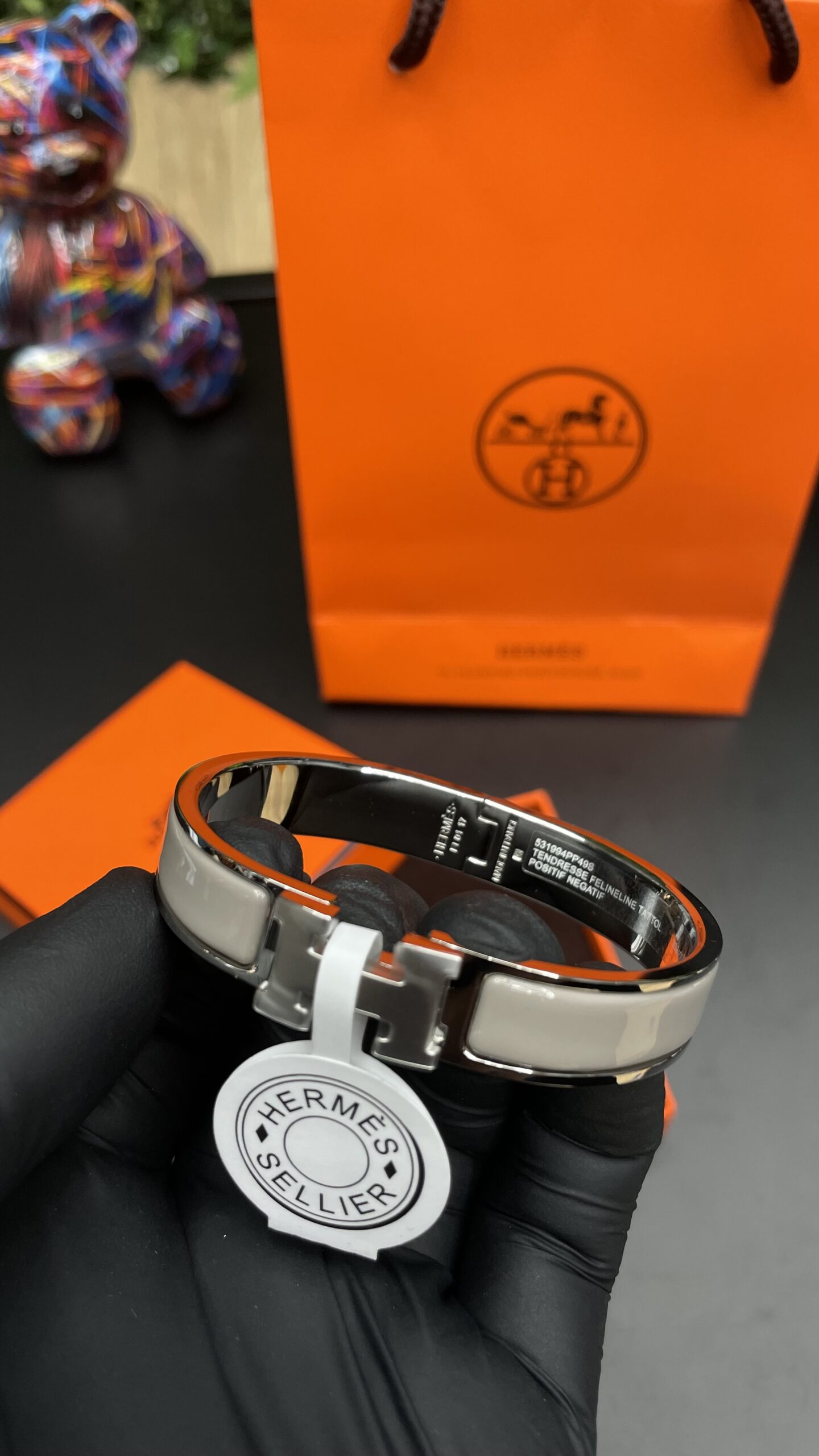 Hermes Clic H Bracelet Silver Crème - Image 2