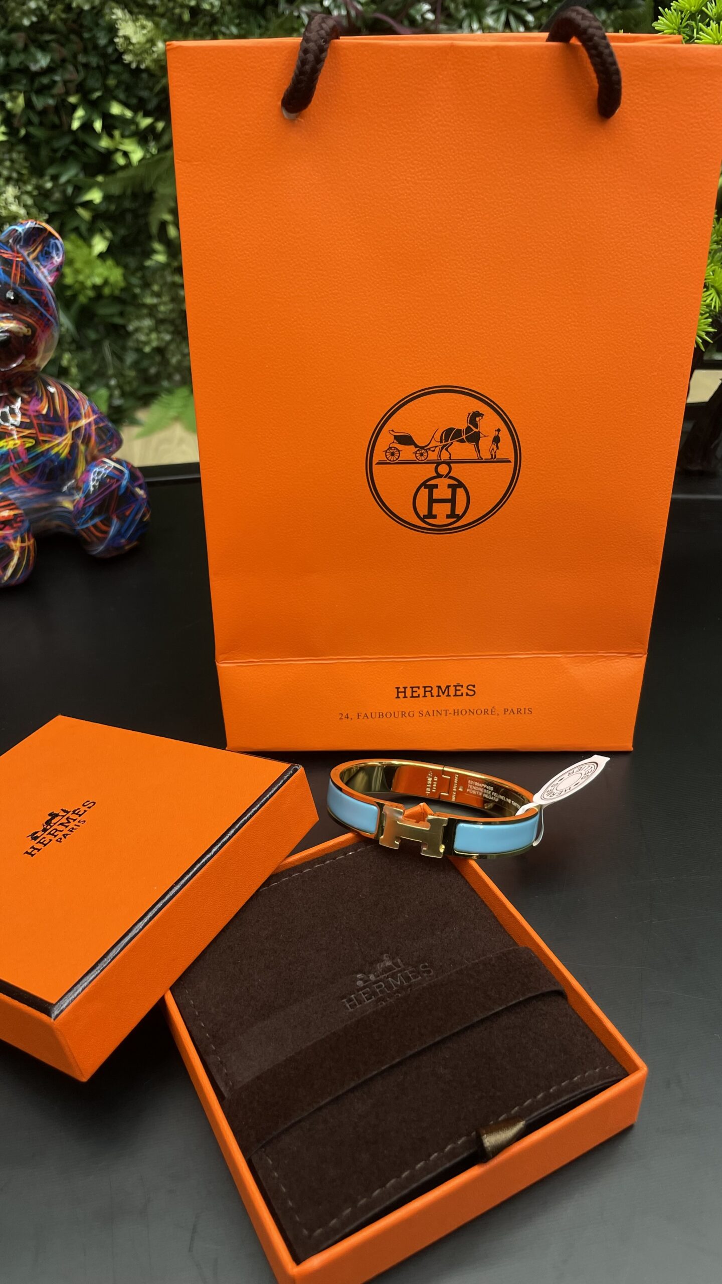 Hermes Clic H Bracelet Gold turquoise - Image 1