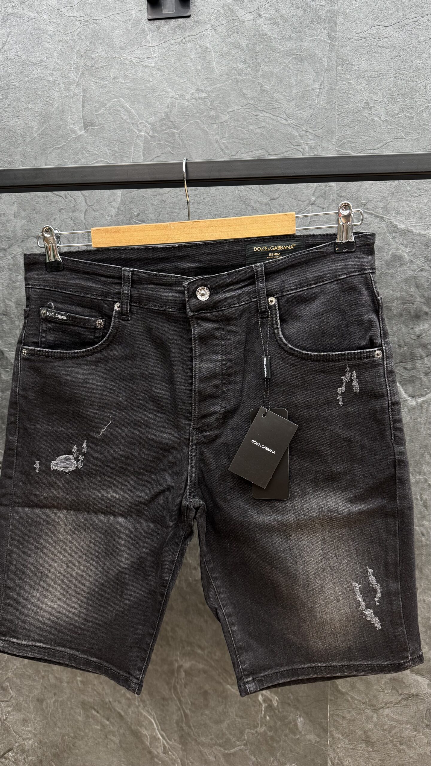 Dolce & Gabbana Short Plate Jeans Black - Image 2