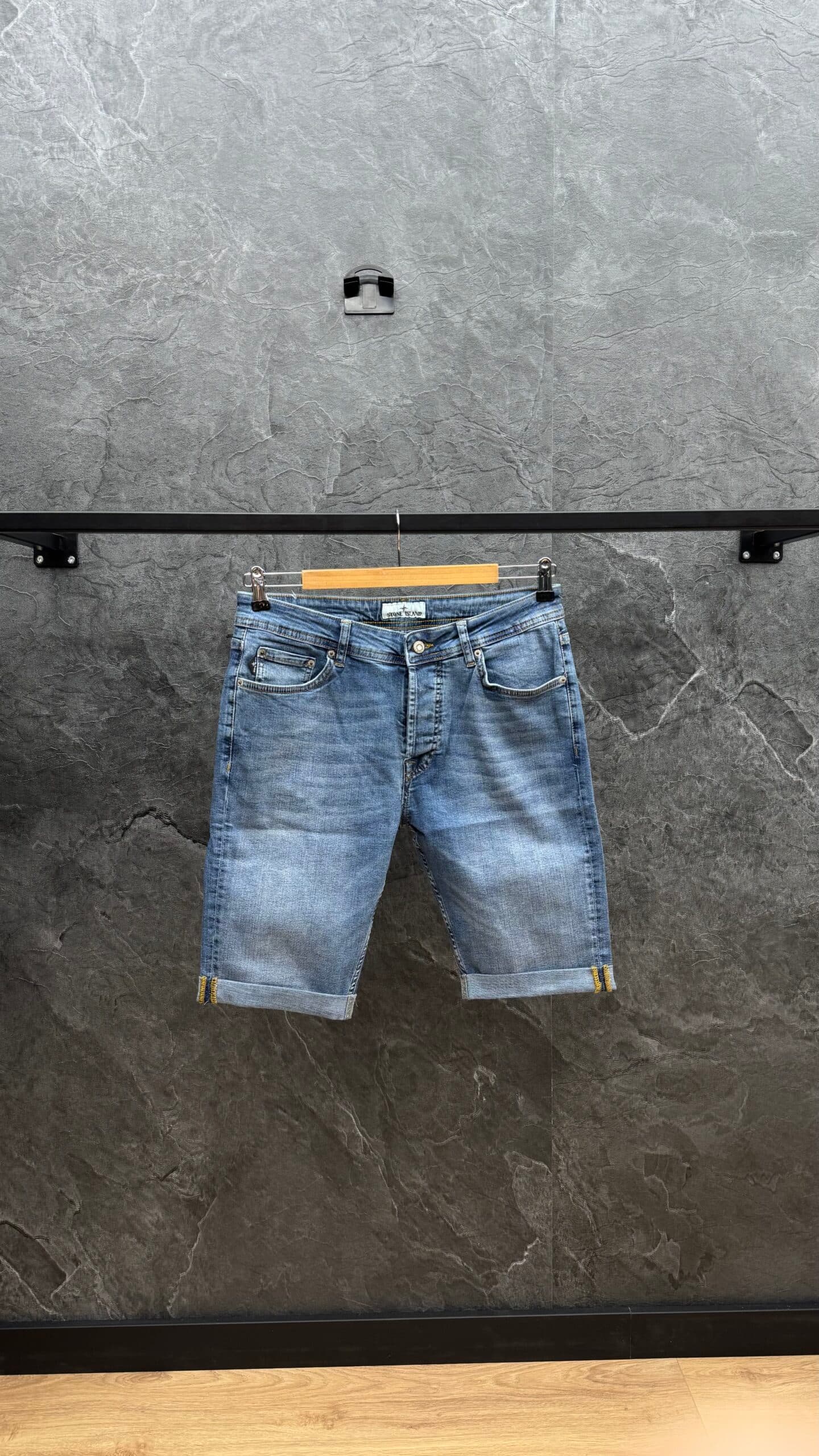 Stone Island Logo Short Jeans Blue
