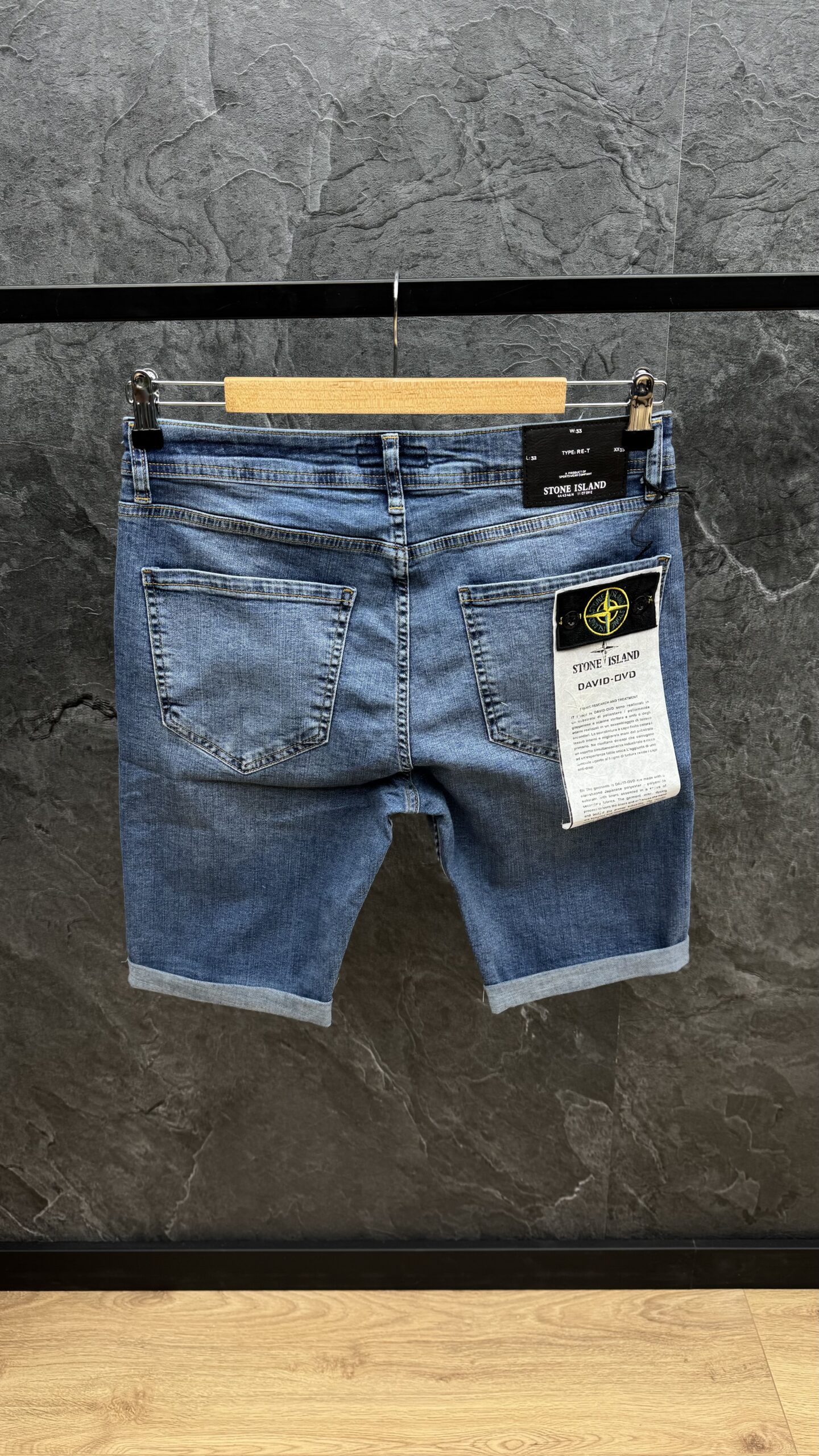 Stone Island Logo Short Jeans Blue - Image 2