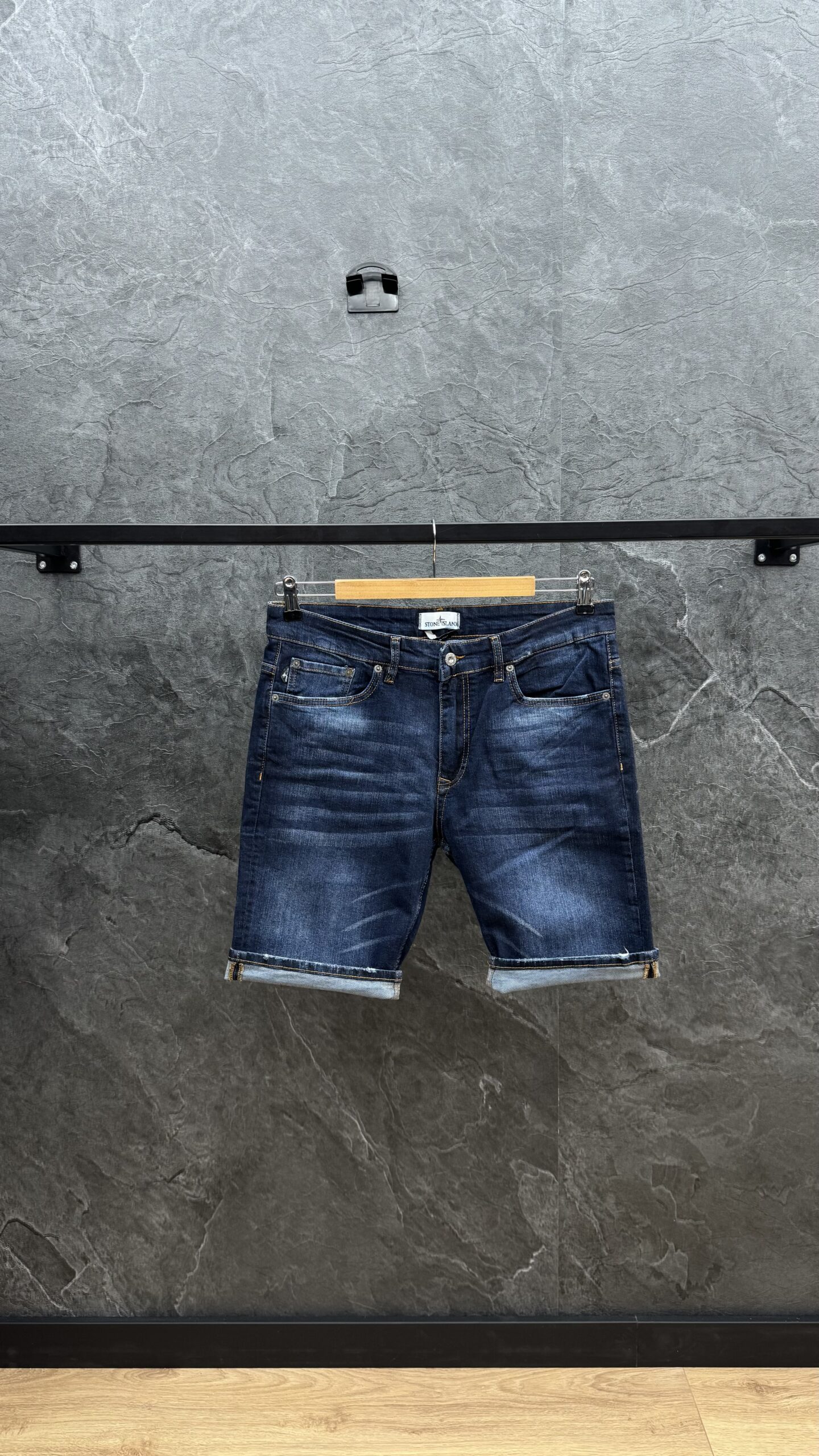 Stone Island Logo Short Jeans Dark Blue - Image 1