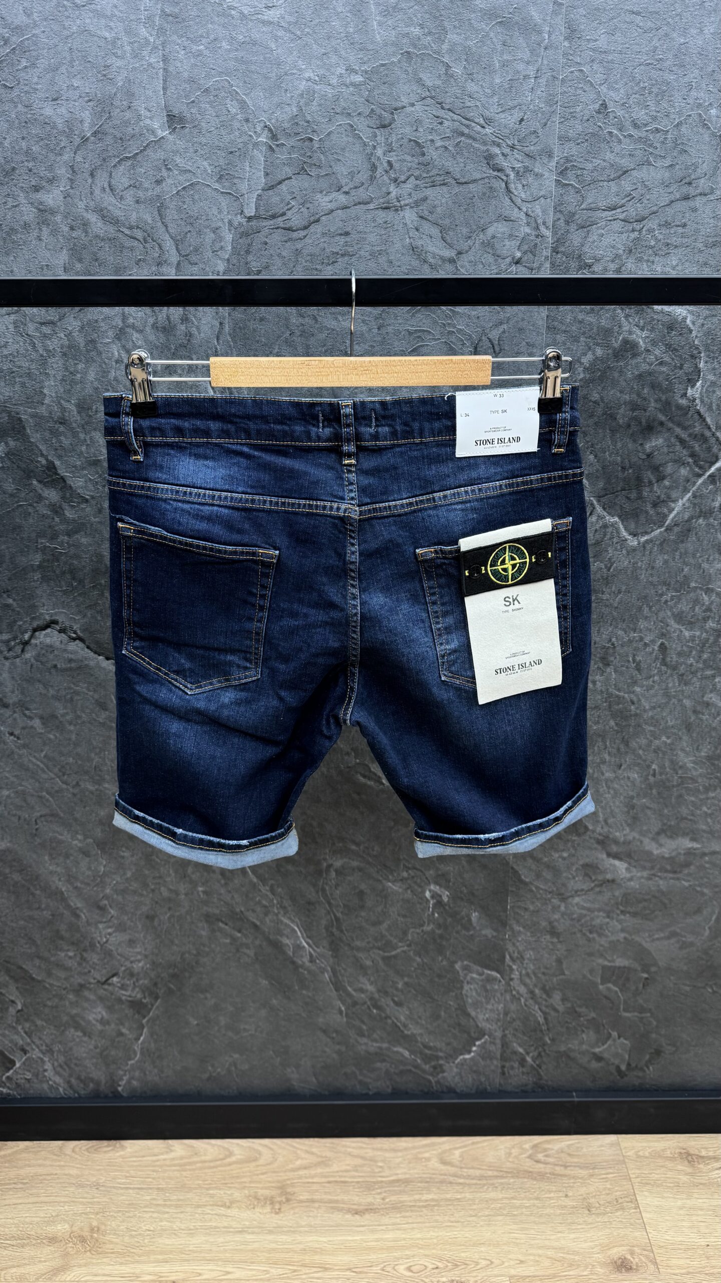 Stone Island Logo Short Jeans Dark Blue - Image 2
