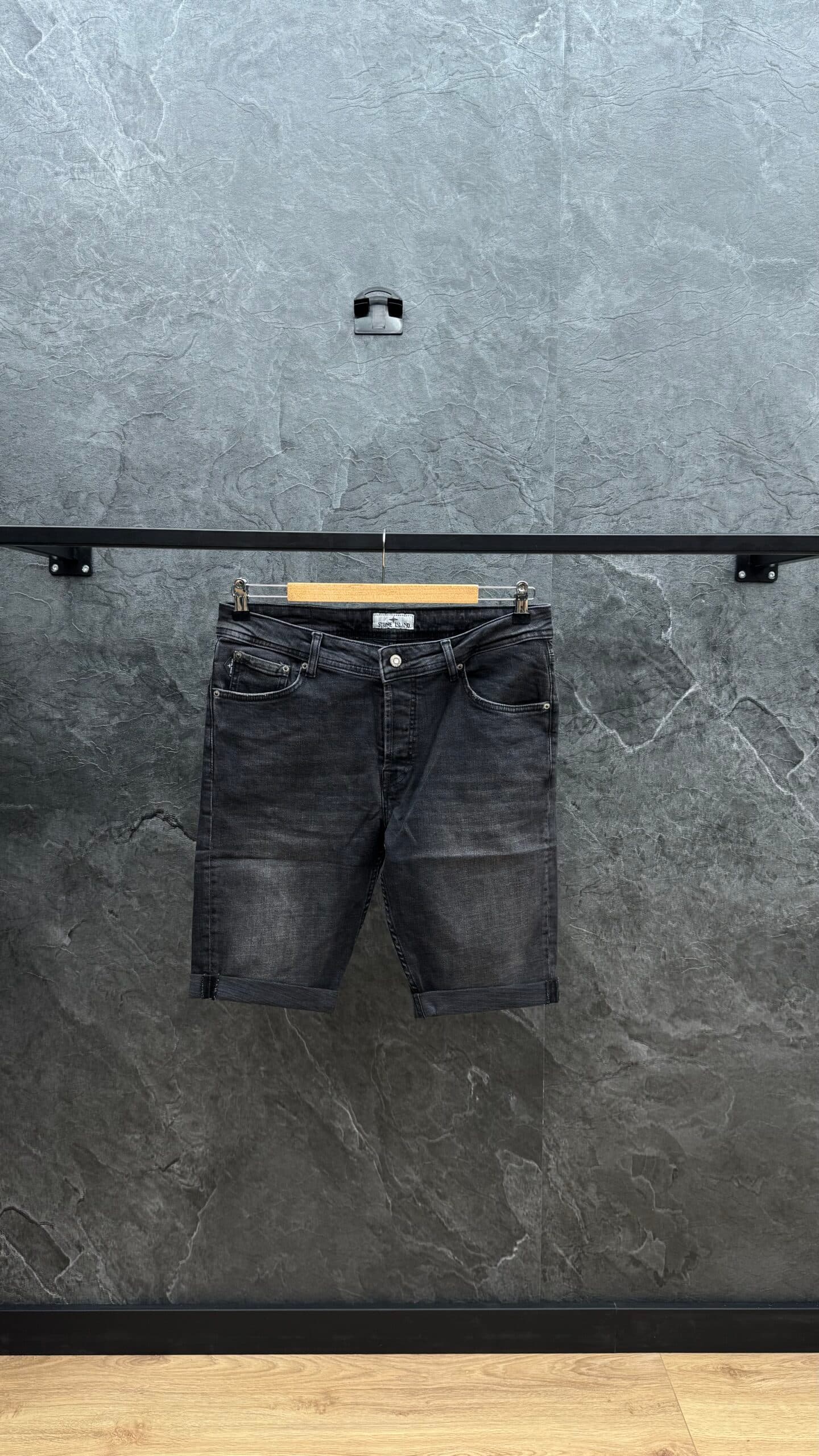 Stone Island Logo Short Jeans Black